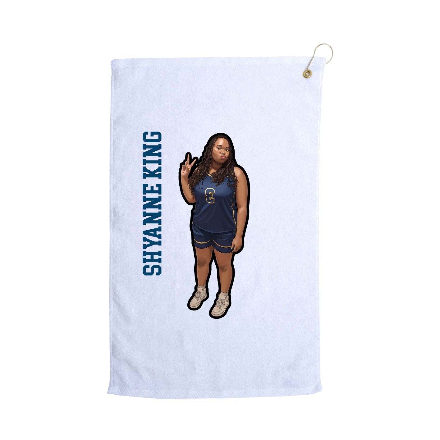 Golf Towel — Name Vertical in White