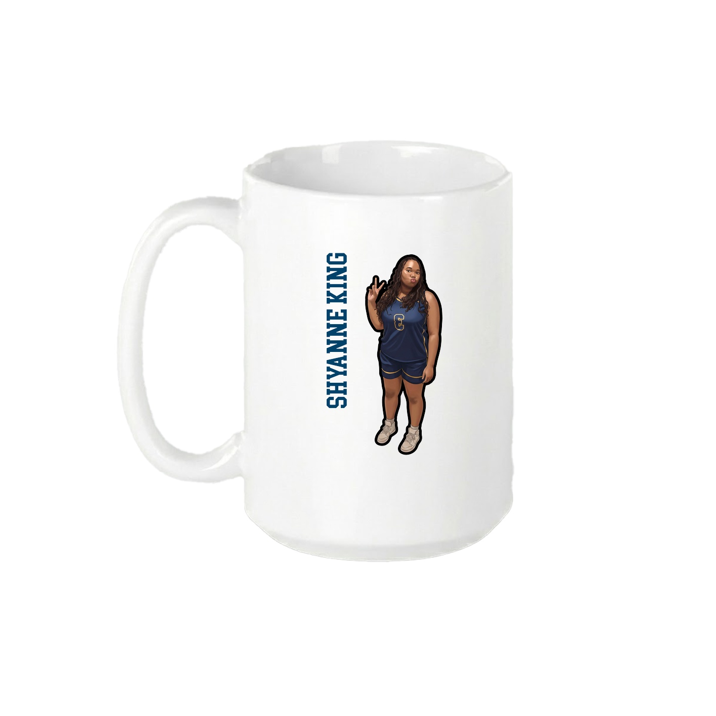 15oz Coffee Mug — Name Vertical in White