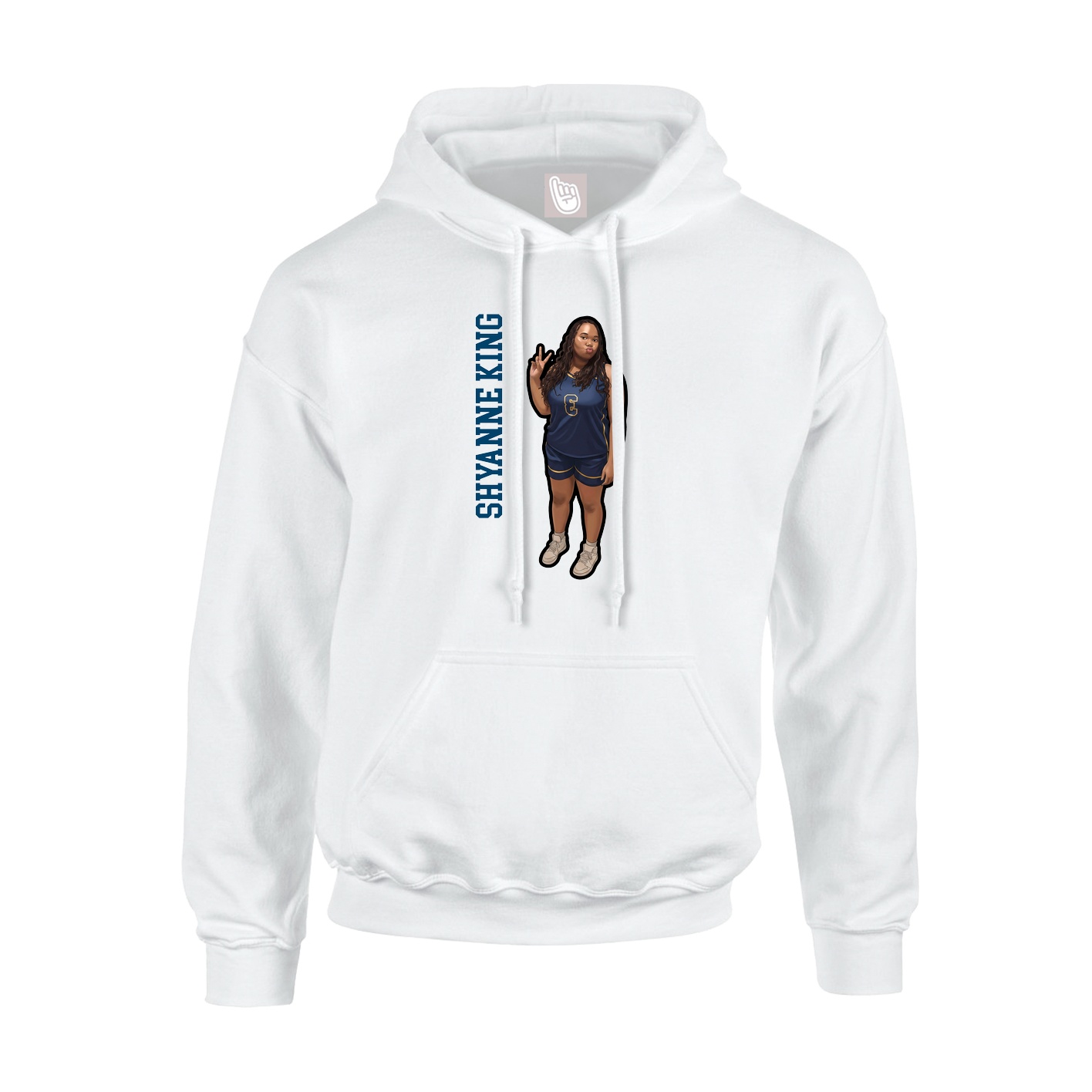 Youth Hoodie — Name Vertical in White