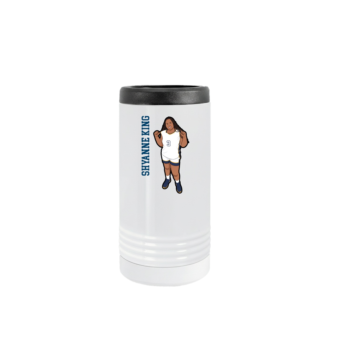 Slim Beverage Holder — Name Vertical in White
