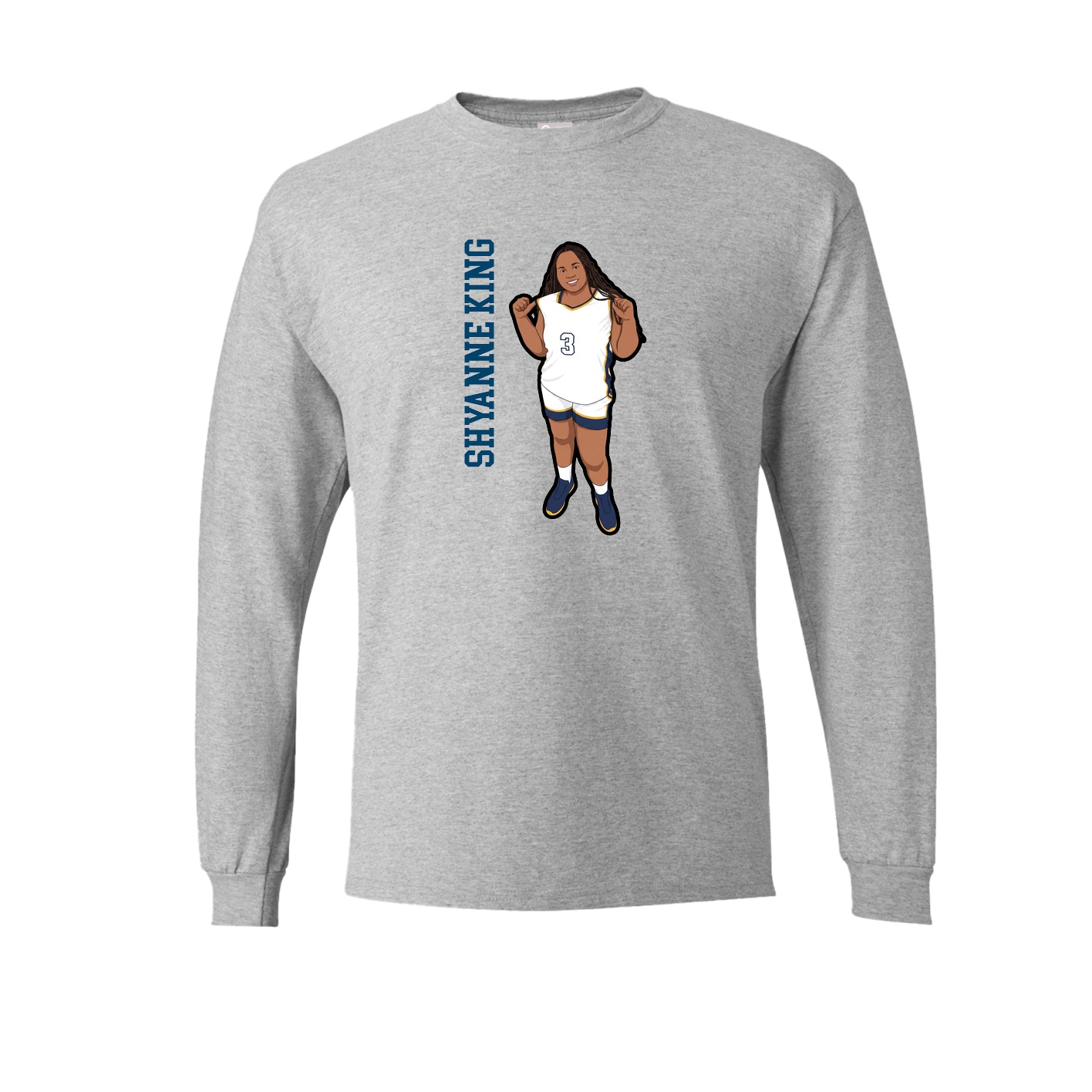 Long Sleeve Tee — Name Vertical in Grey