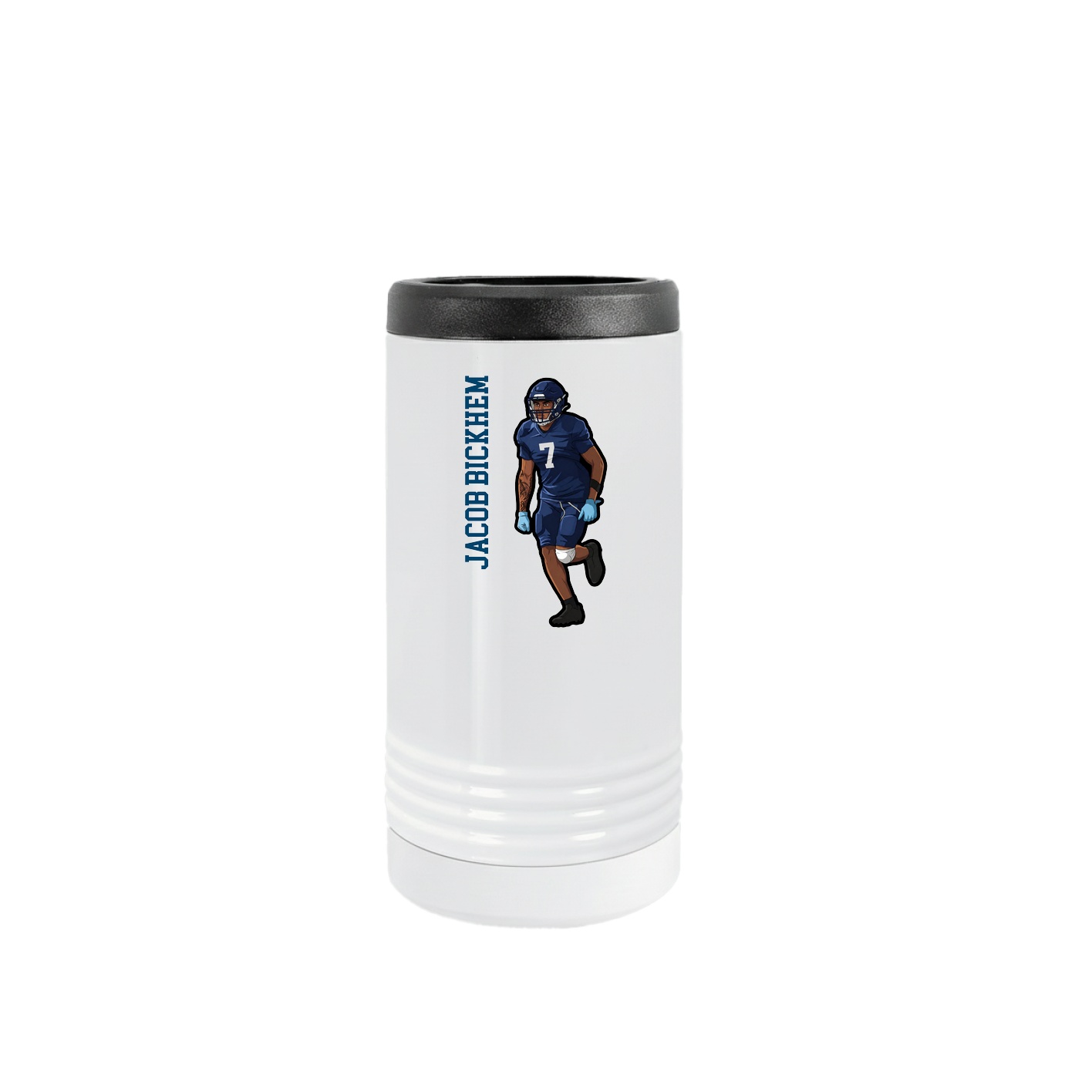 Slim Beverage Holder — Name Vertical in White