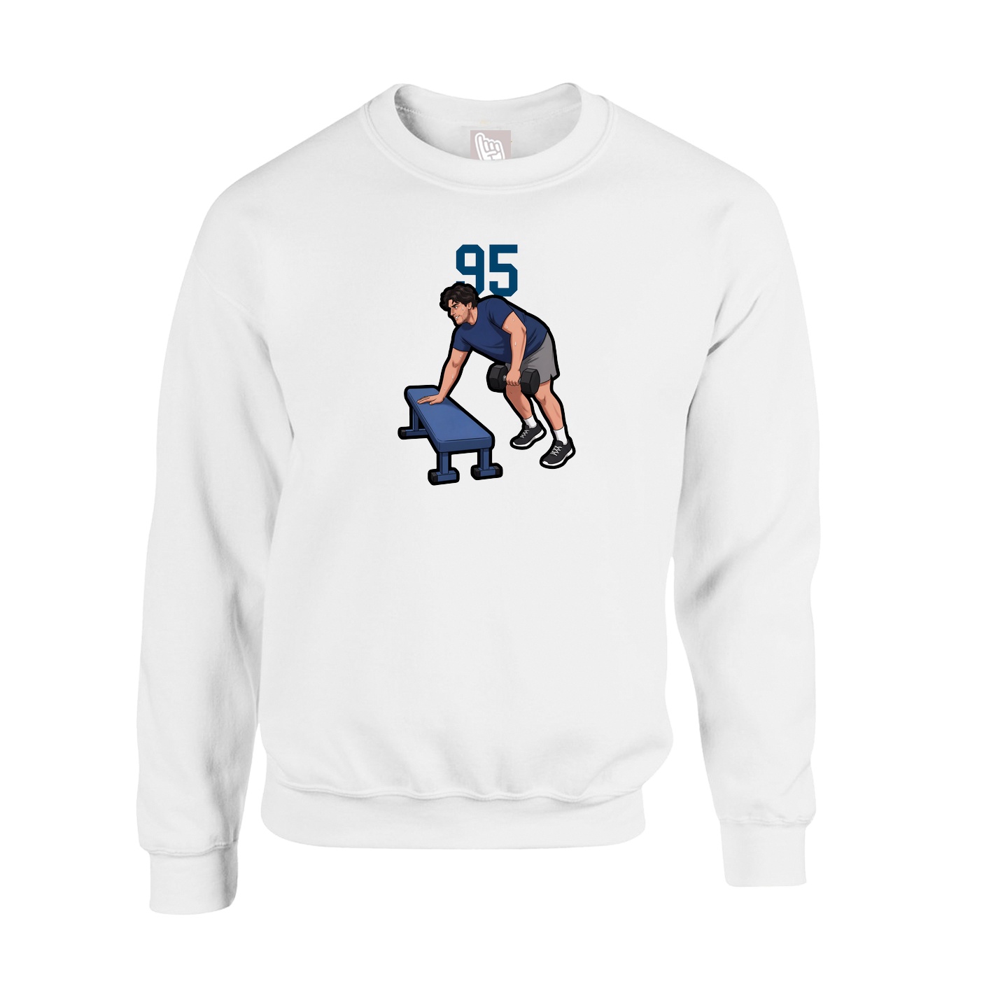 Fleece Crew — Number Top in White
