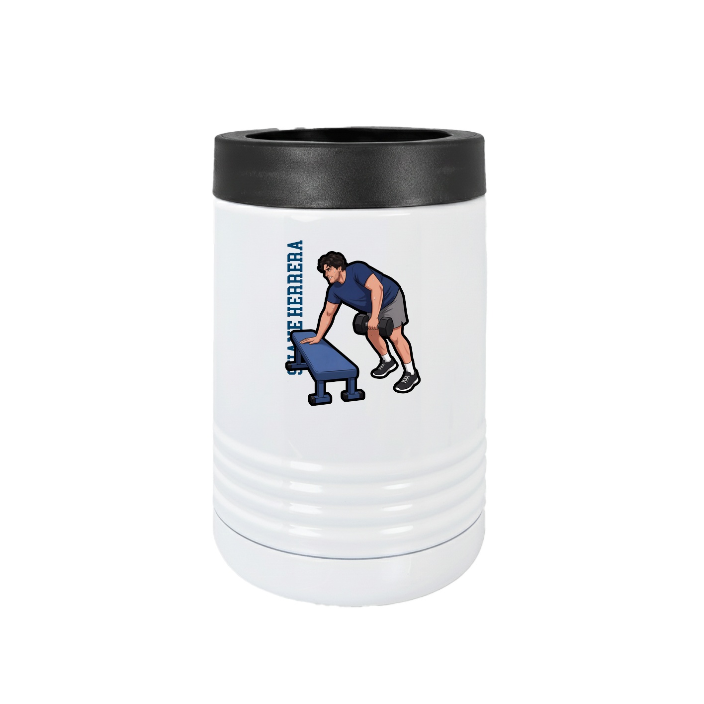 Beverage Holder — Name Vertical in White