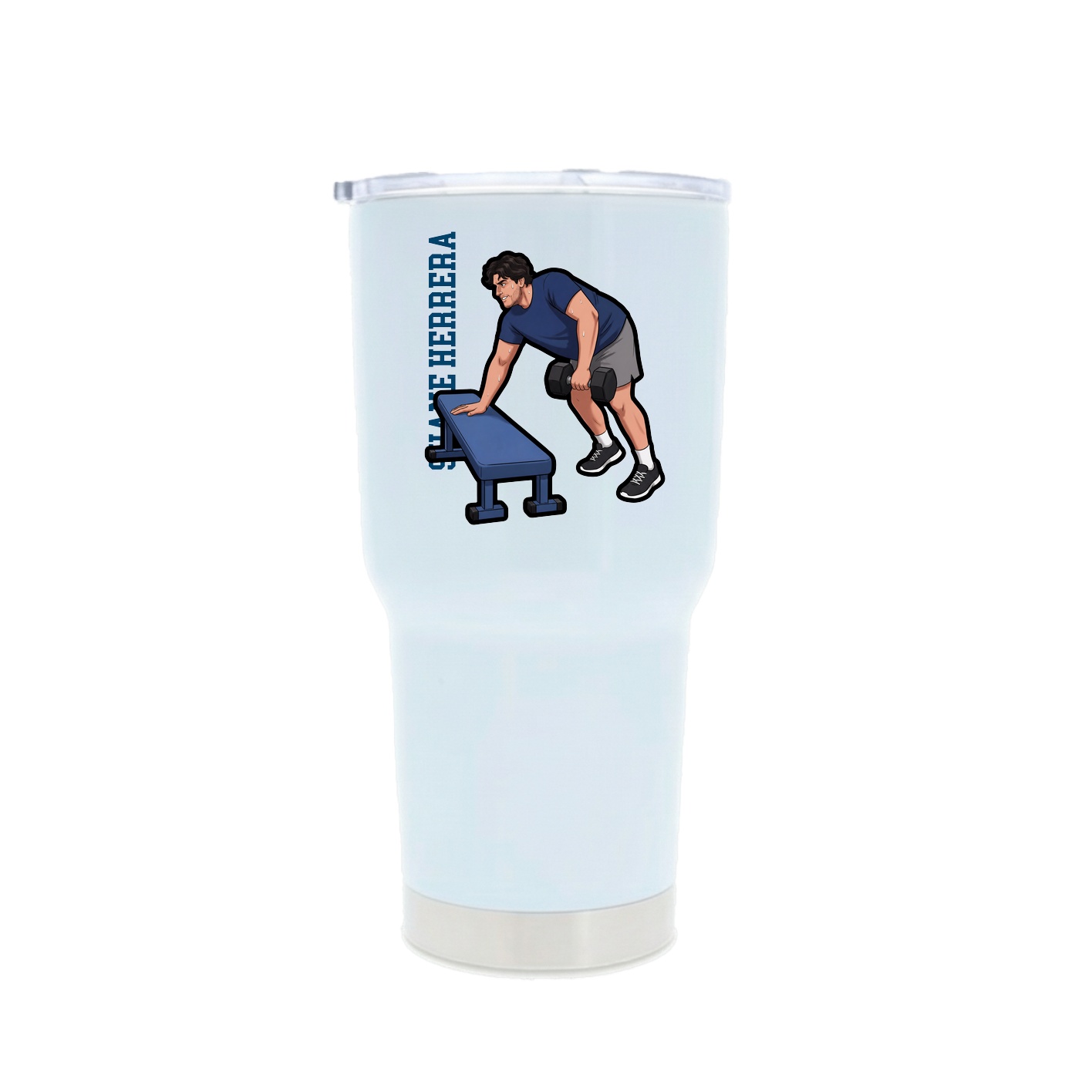 30oz Stainless Steel Tumbler — Name Vertical in White