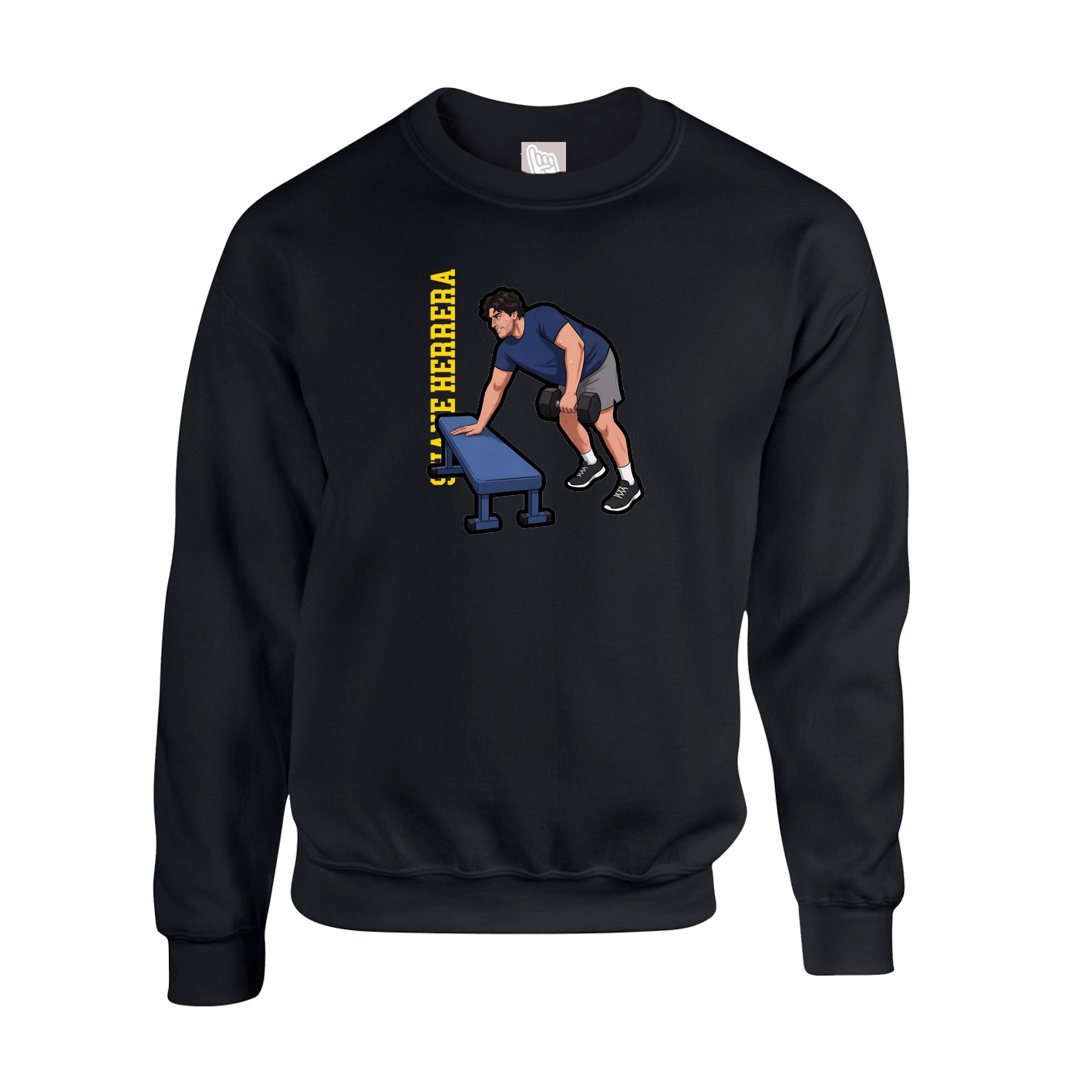 Fleece Crew — Name Vertical in Black