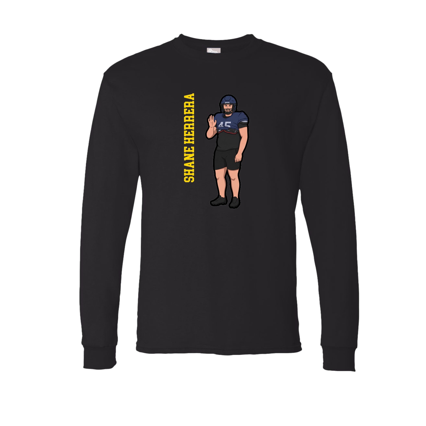 Long Sleeve Tee — Name Vertical in Black