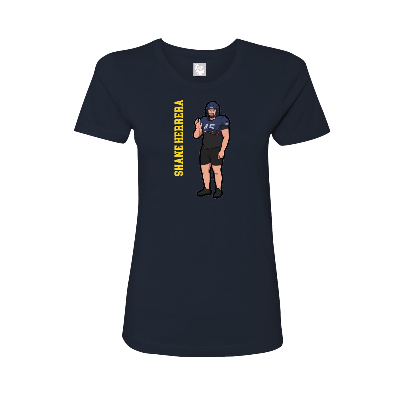 Fitted Women's Tee — Name Vertical in Navy