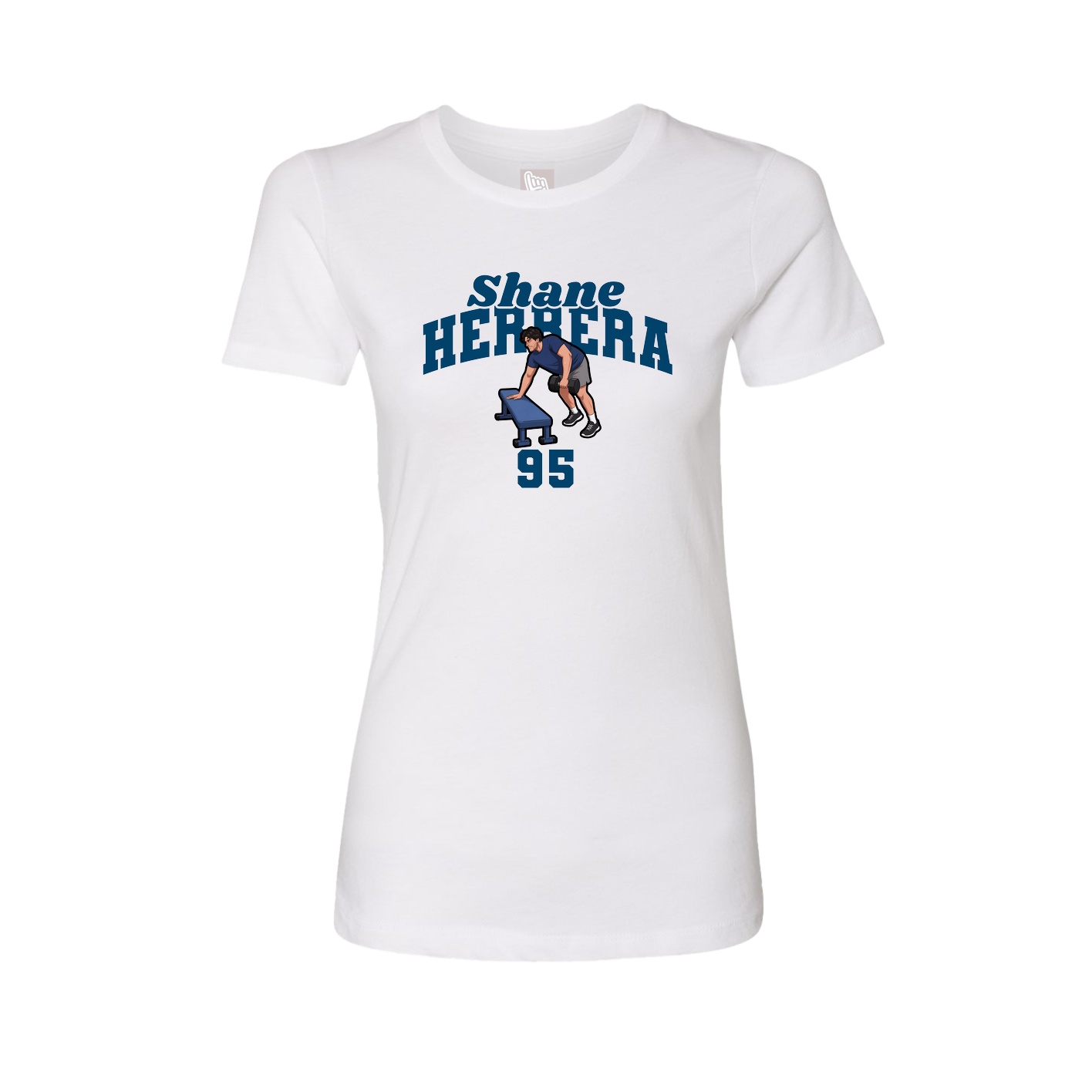 Fitted Women's Tee — Signature Arch in White