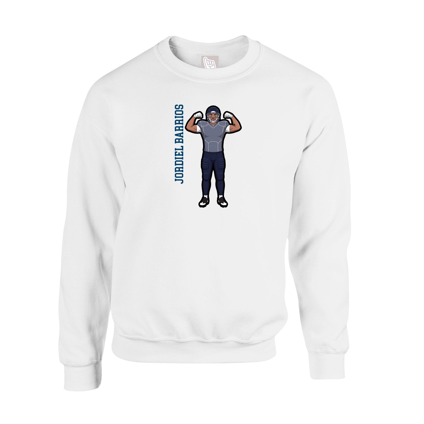 Fleece Crew — Name Vertical in White