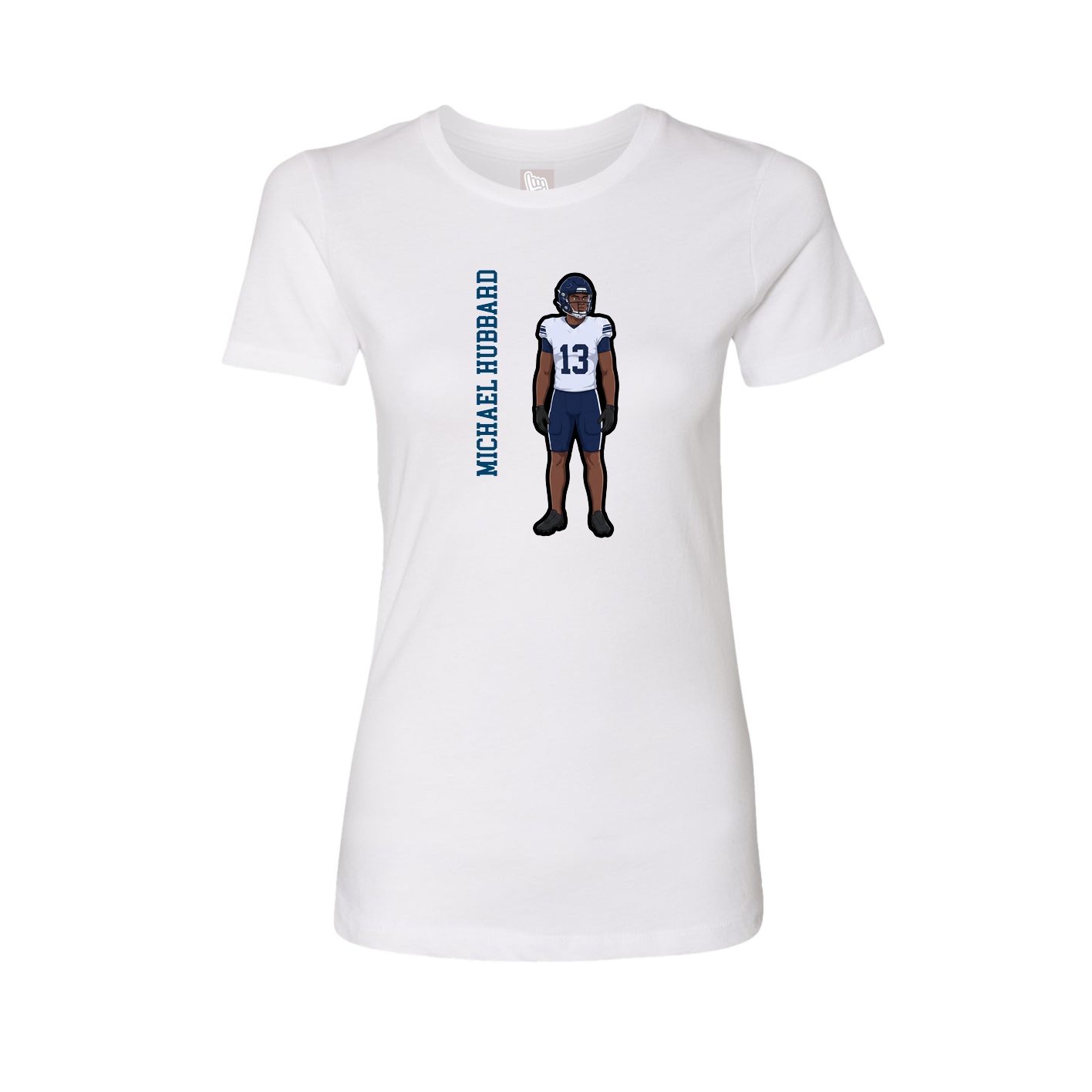 Fitted Women's Tee — Name Vertical in White