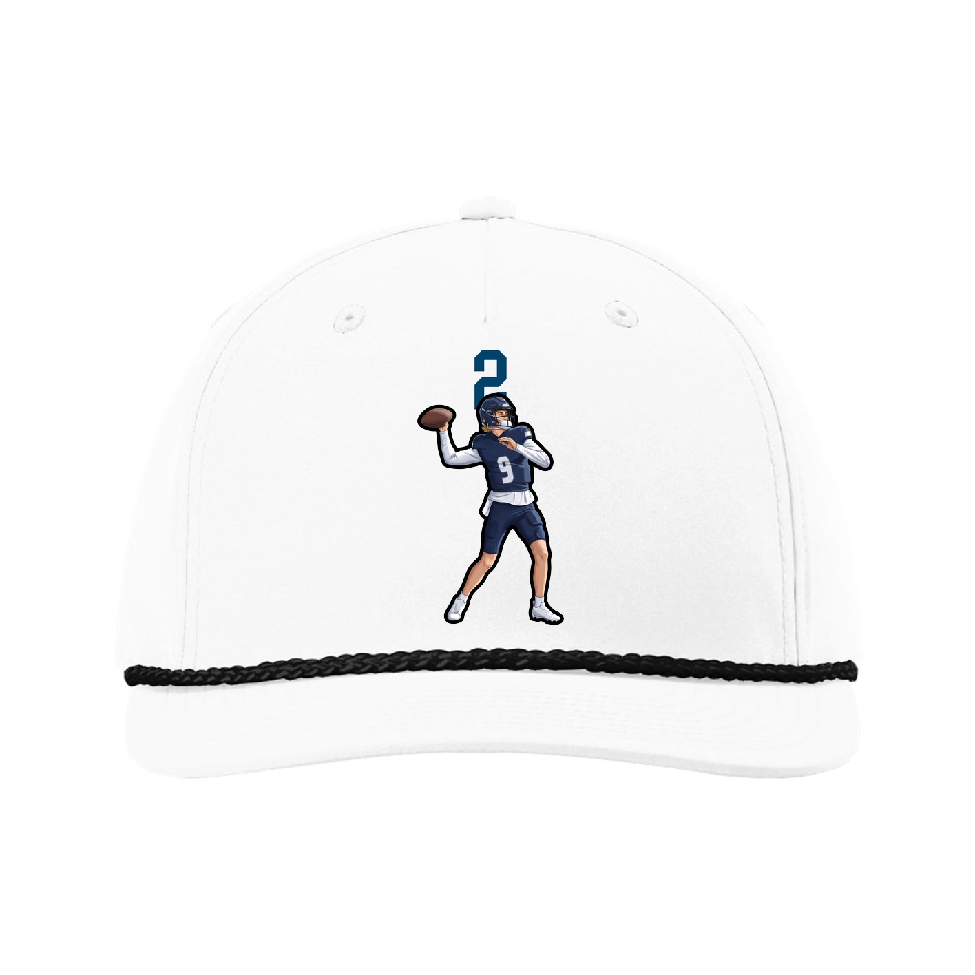 Five-Panel Classic Rope Cap — Number Top in White