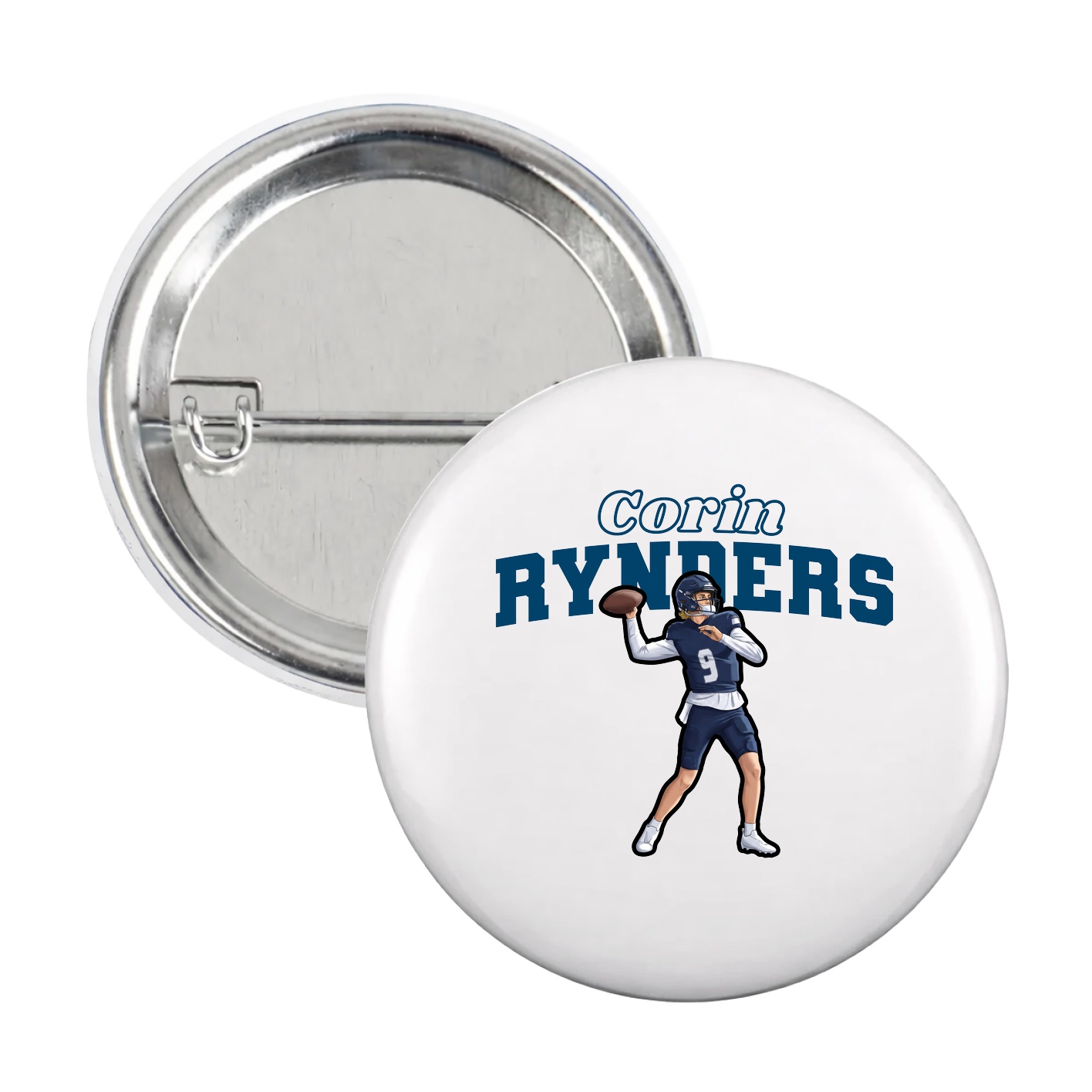 Game Day Button — Name Arch in White