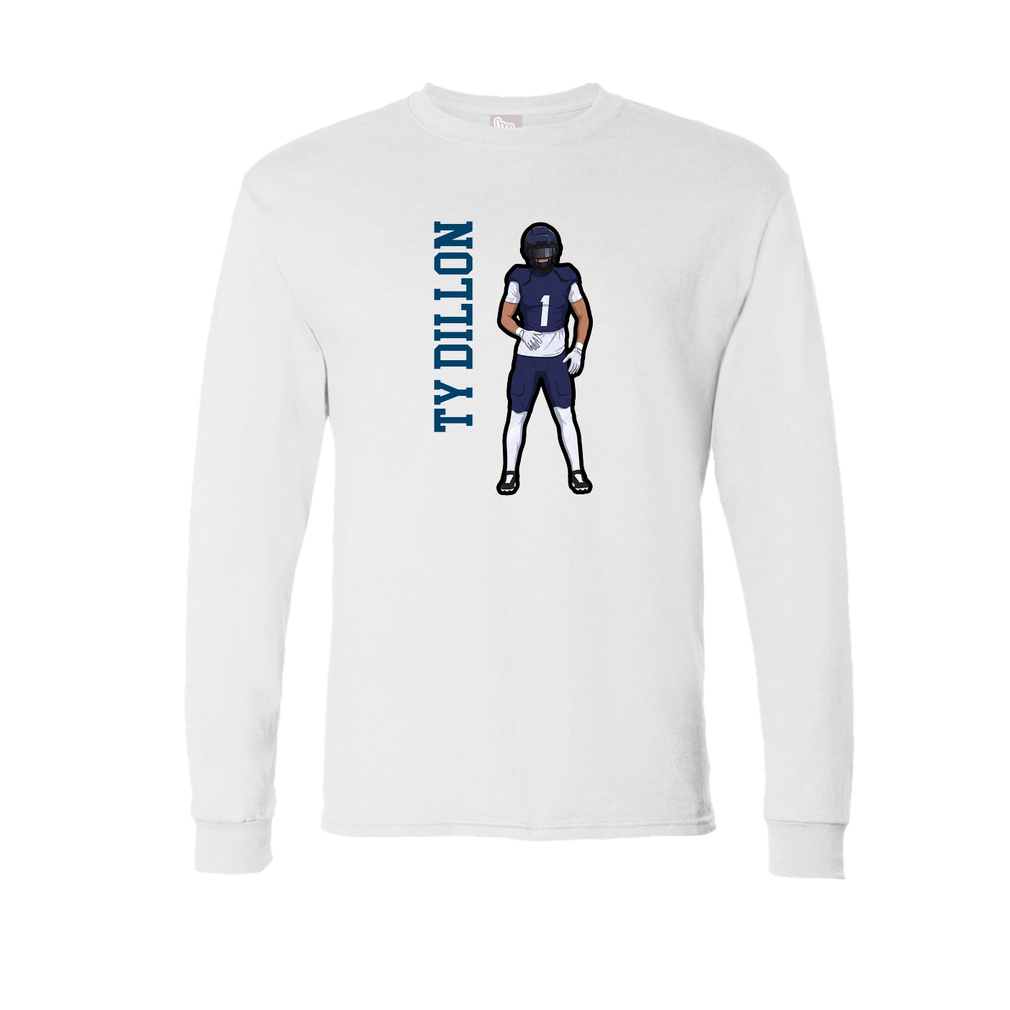 Long Sleeve Tee — Name Vertical in White