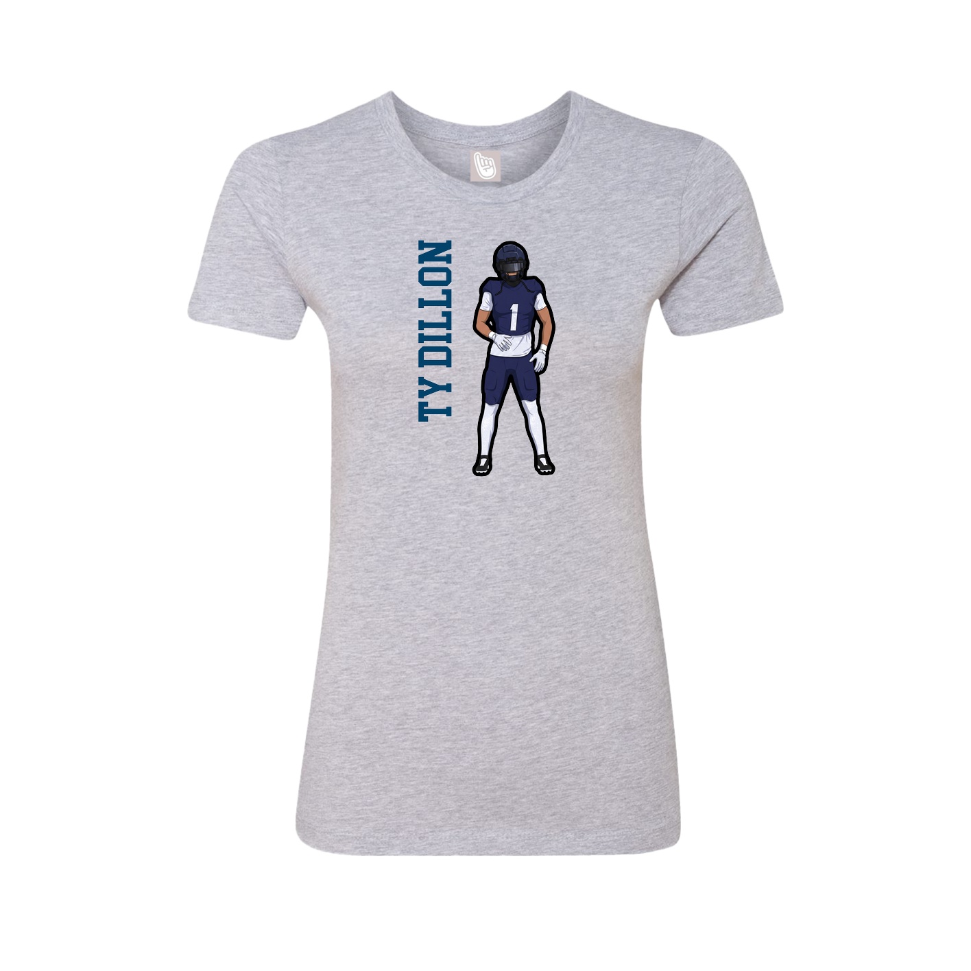 Fitted Women's Tee — Name Vertical in Grey