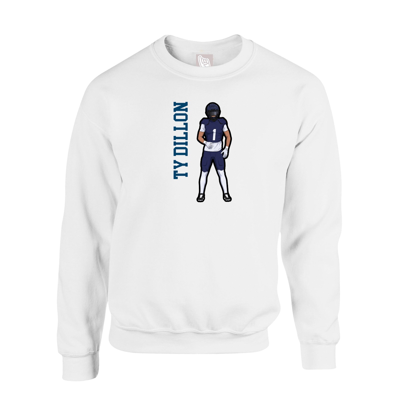 Fleece Crew — Name Vertical in White