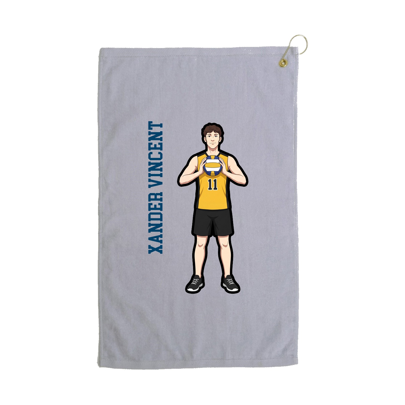 Golf Towel — Name Vertical in Grey