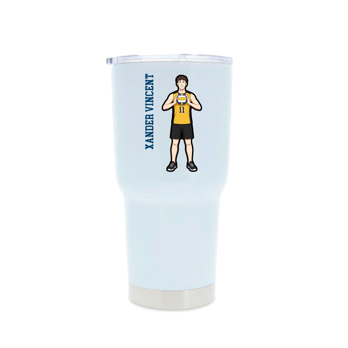 30oz Stainless Steel Tumbler — Name Vertical in White
