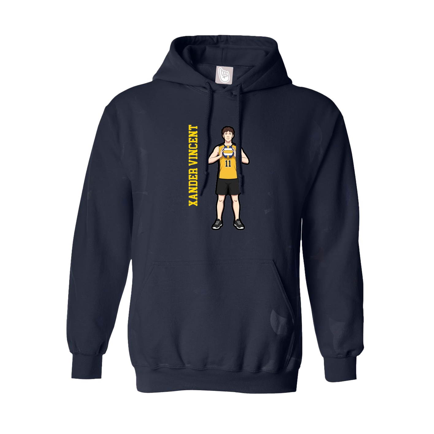 Youth Hoodie — Name Vertical in Navy
