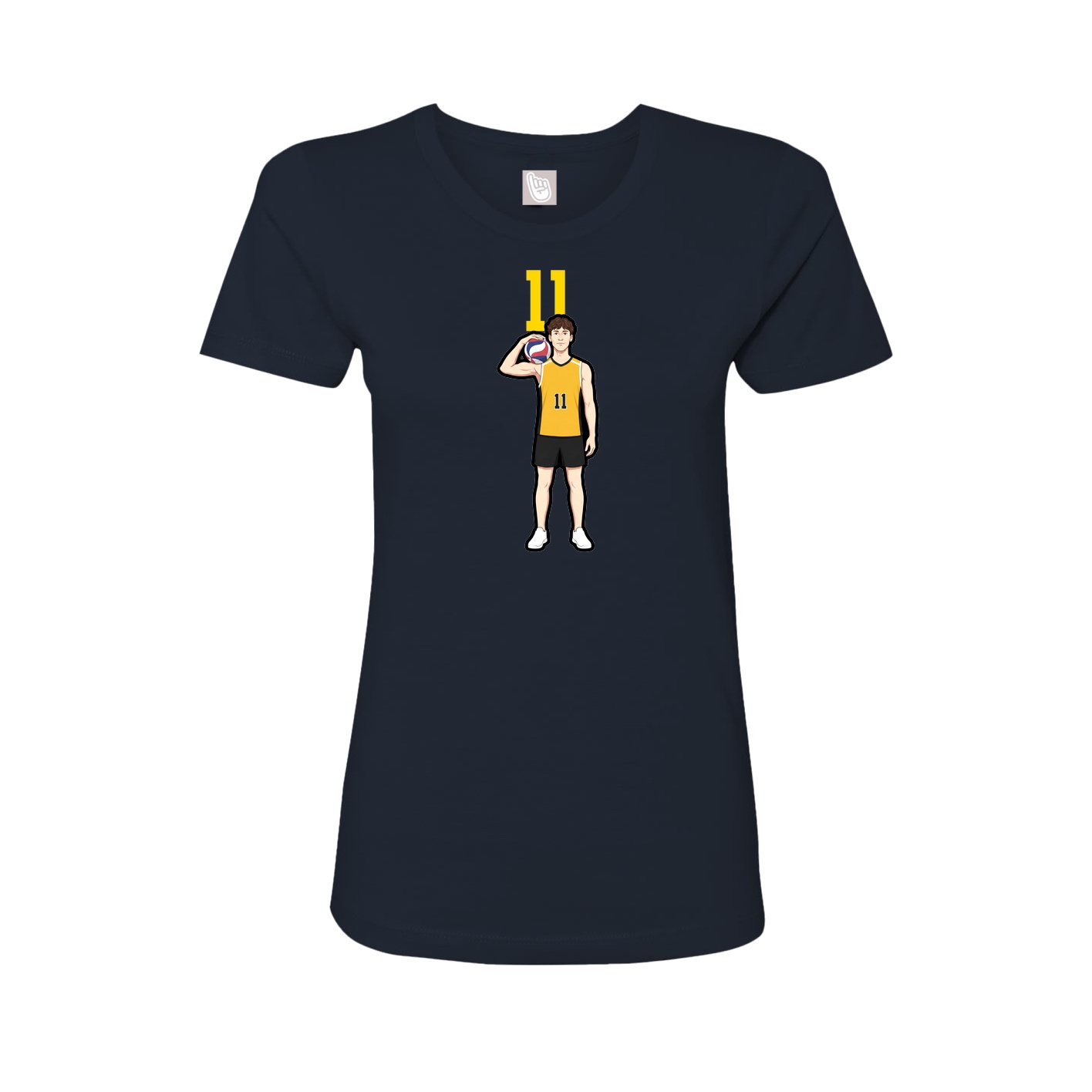 Fitted Women's Tee — Number Top in Navy