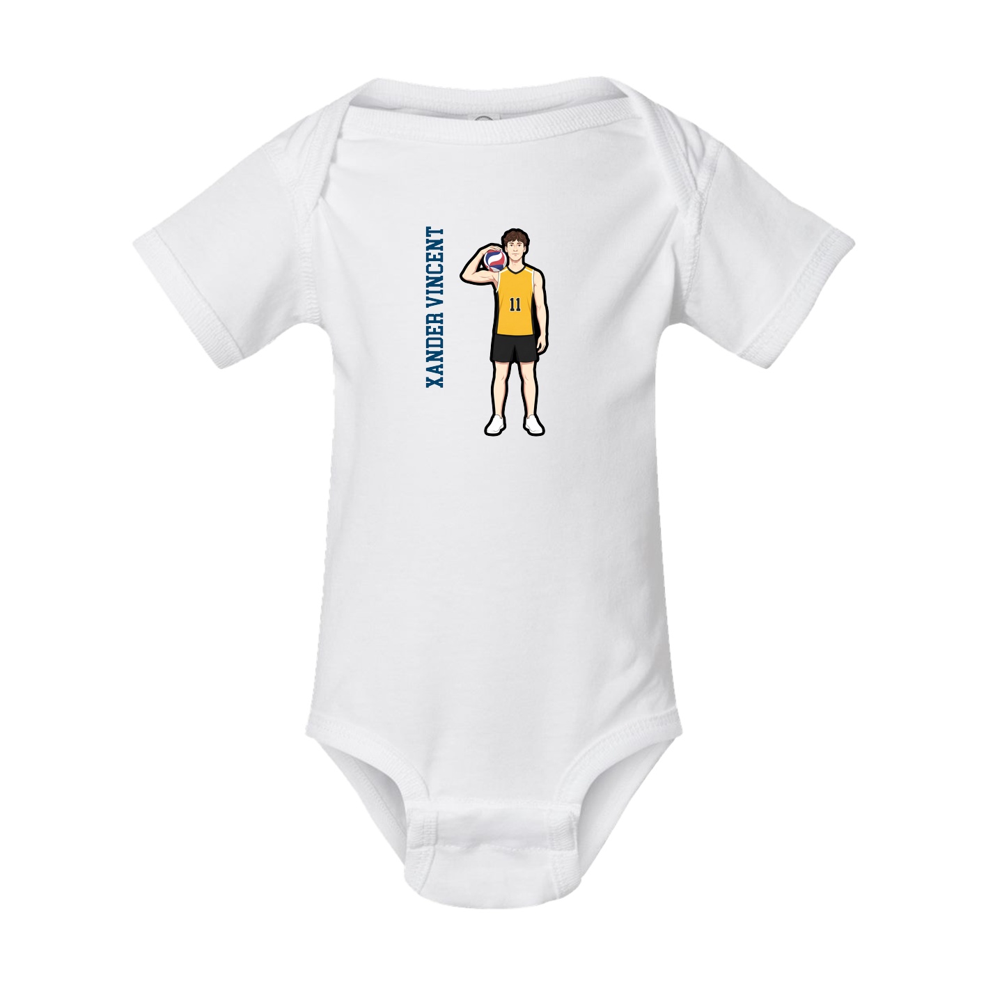 Baby Onesie — Name Vertical in White