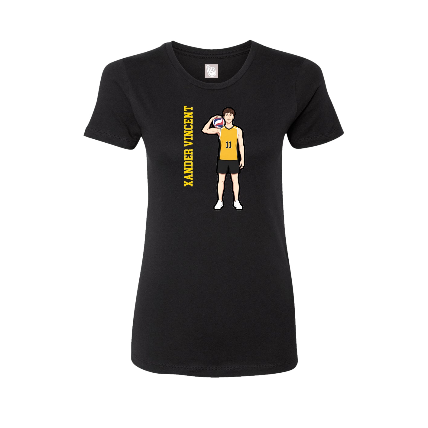 Fitted Women's Tee — Name Vertical in Black