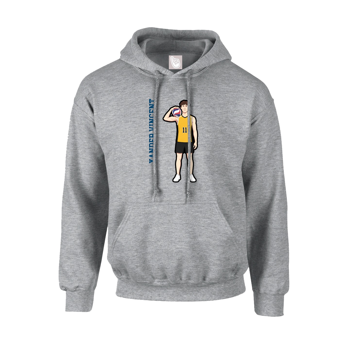 Youth Hoodie — Name Vertical in Grey