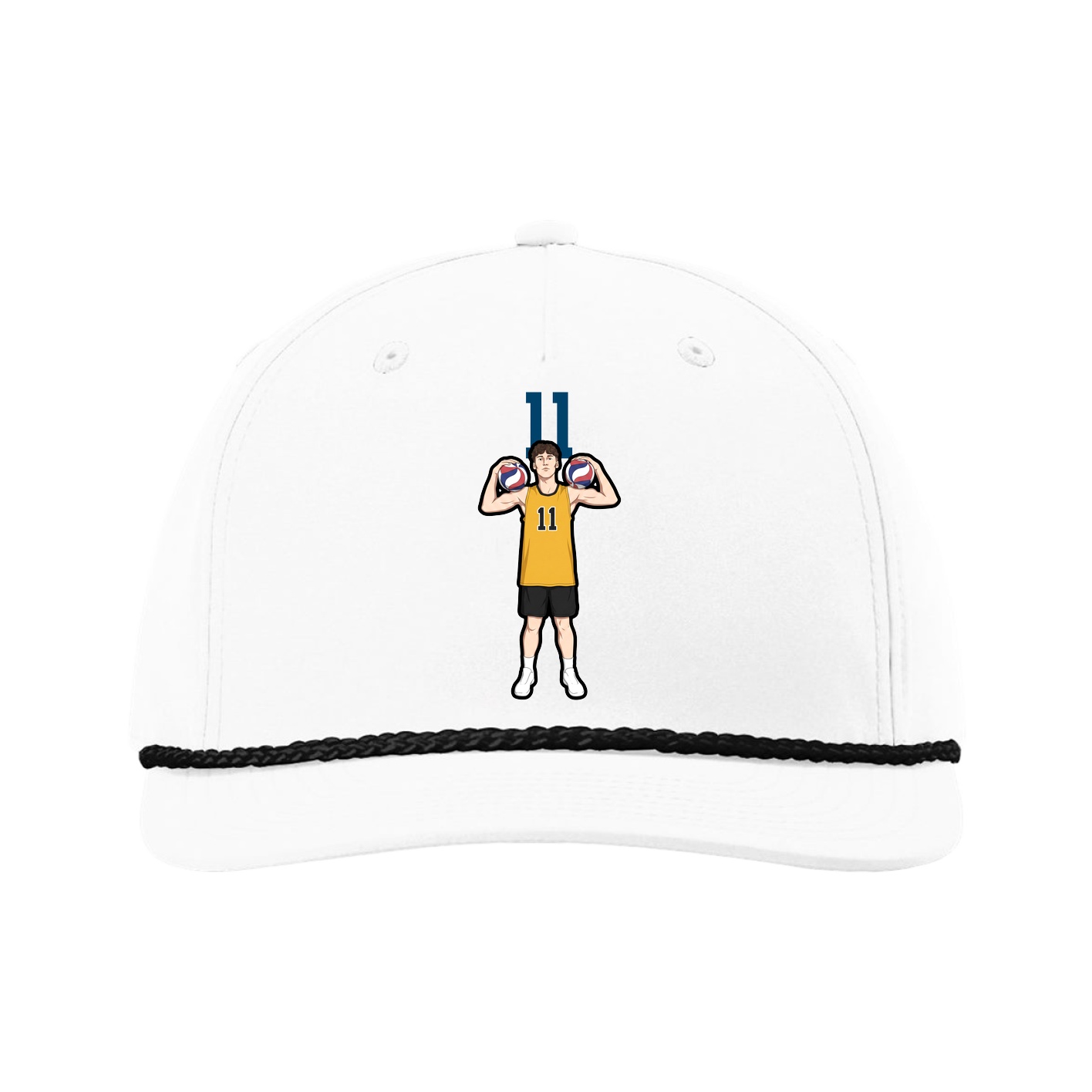 Five-Panel Classic Rope Cap — Number Top in White