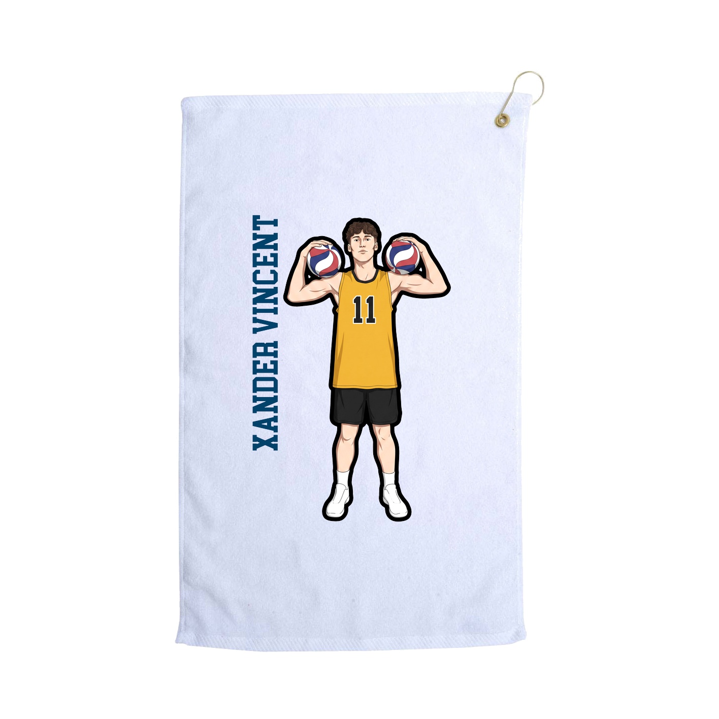 Golf Towel — Name Vertical in White