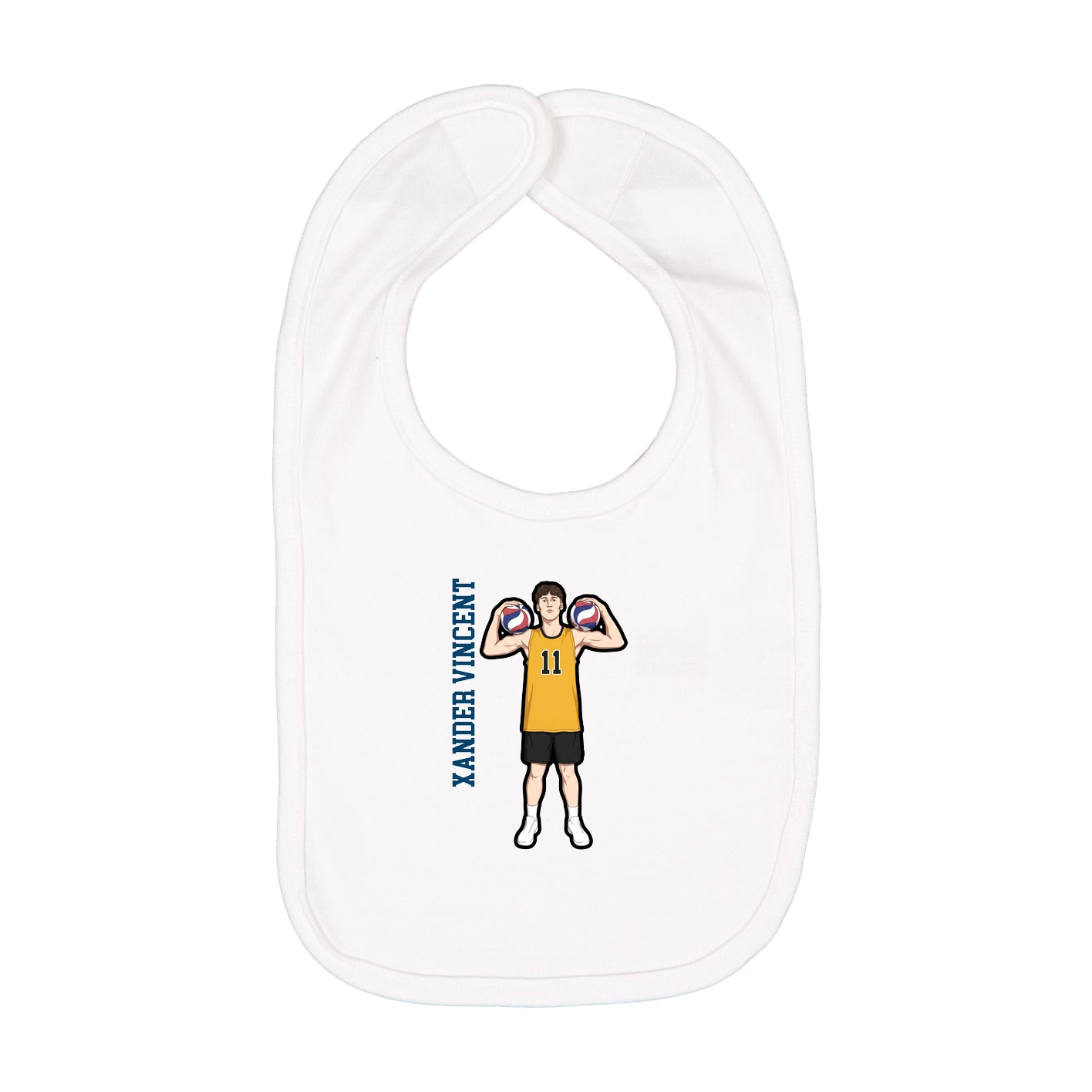 Infant Bib — Name Vertical in White