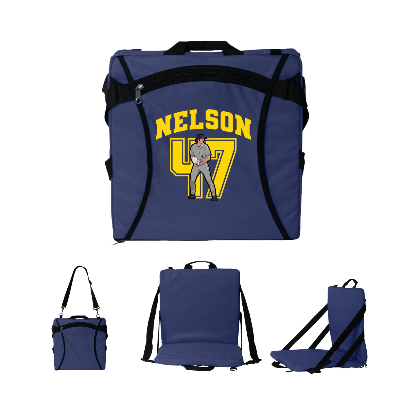 Folding Stadium Seat — Number in Navy