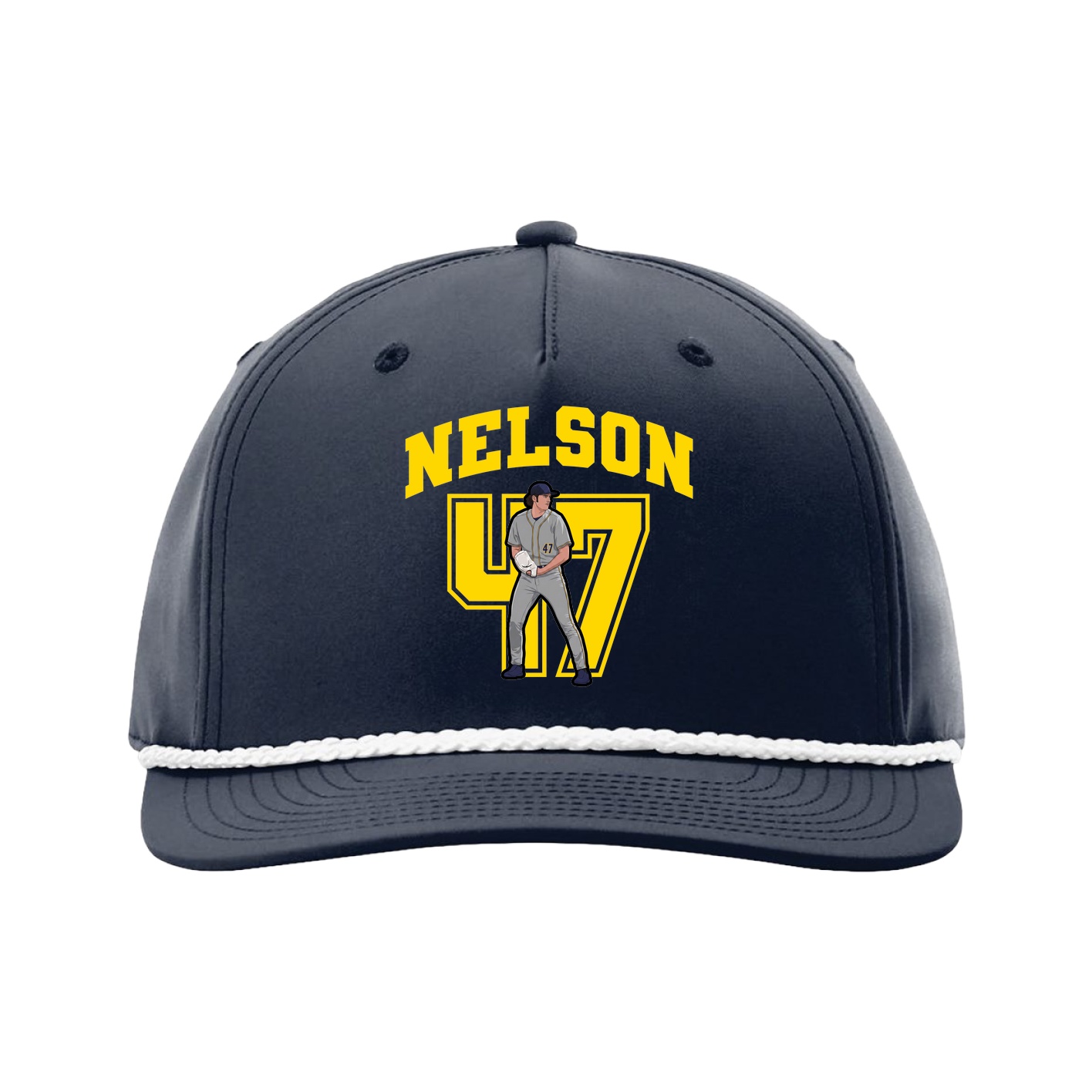 Five-Panel Classic Rope Cap — Number in Navy