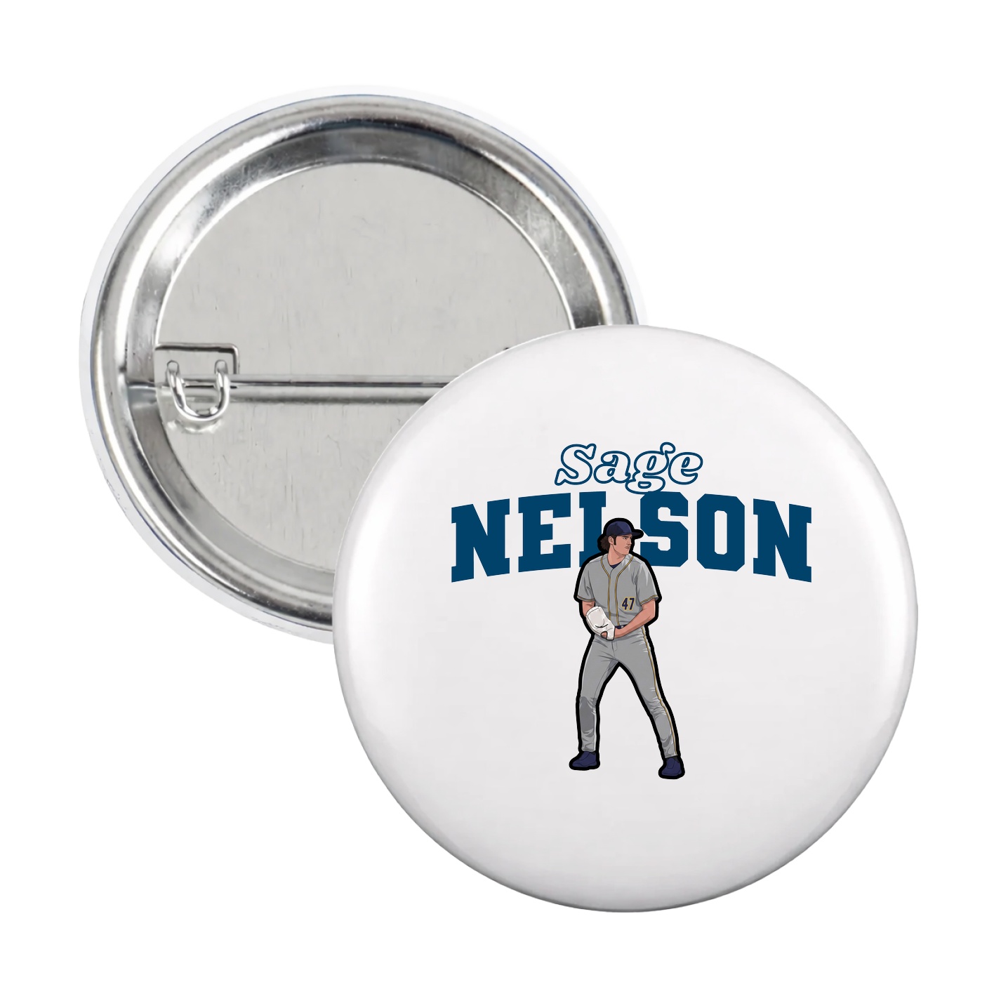 Game Day Button — Name Arch in White