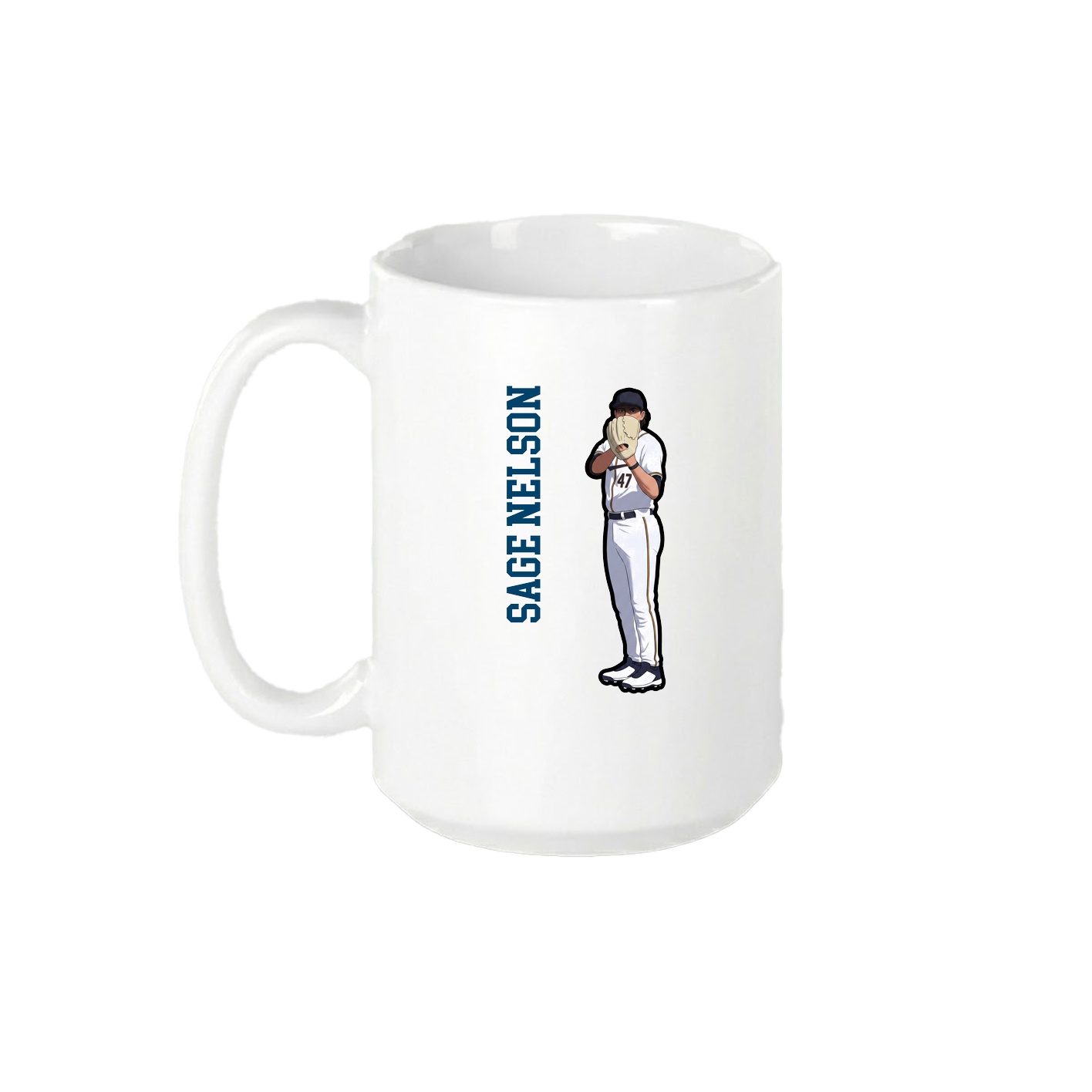 15oz Coffee Mug — Name Vertical in White