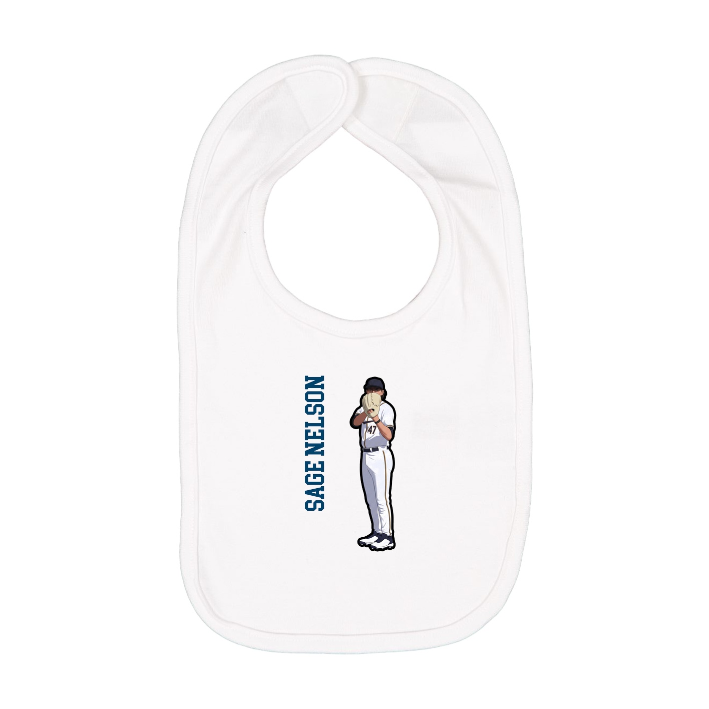 Infant Bib — Name Vertical in White