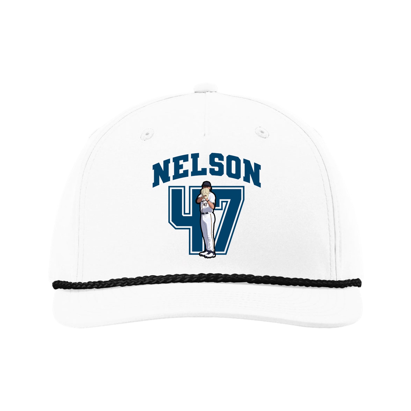 Five-Panel Classic Rope Cap — Number in White