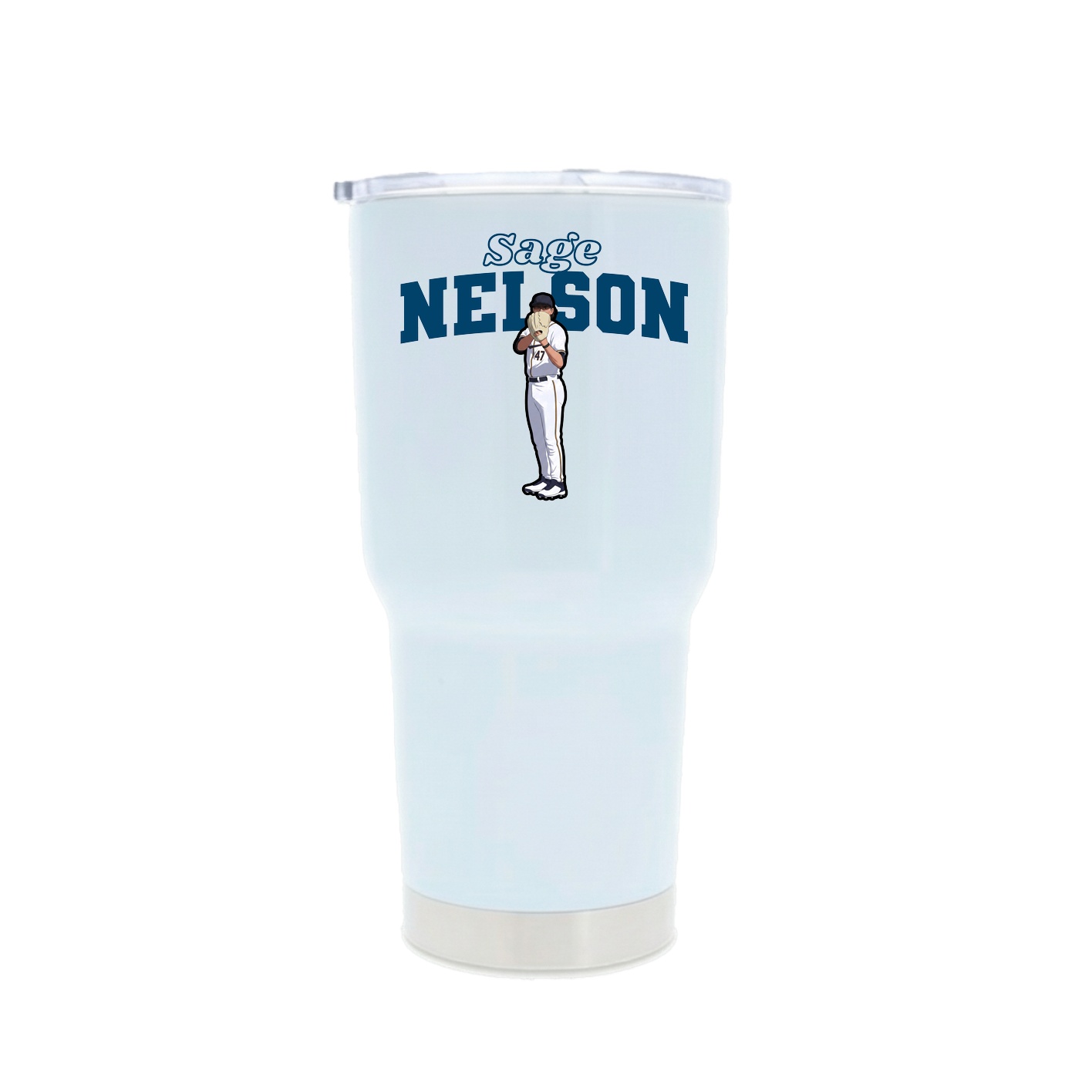 30oz Stainless Steel Tumbler — Name Arch in White