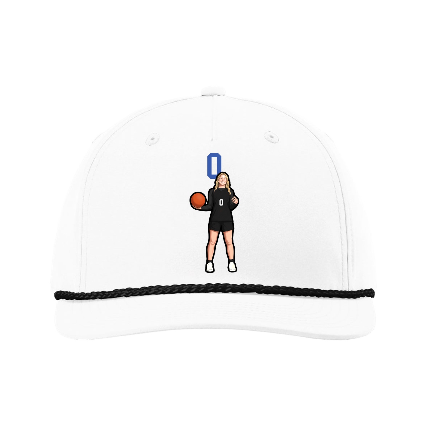 Five-Panel Classic Rope Cap — Number Top in White