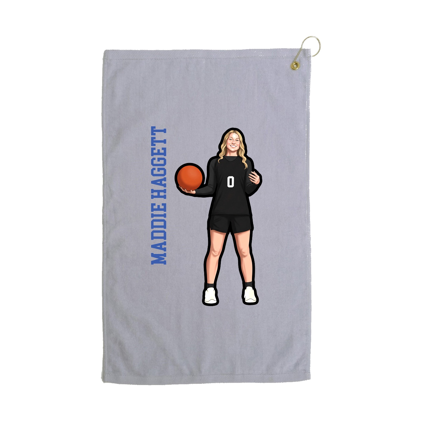 Golf Towel — Name Vertical in Grey