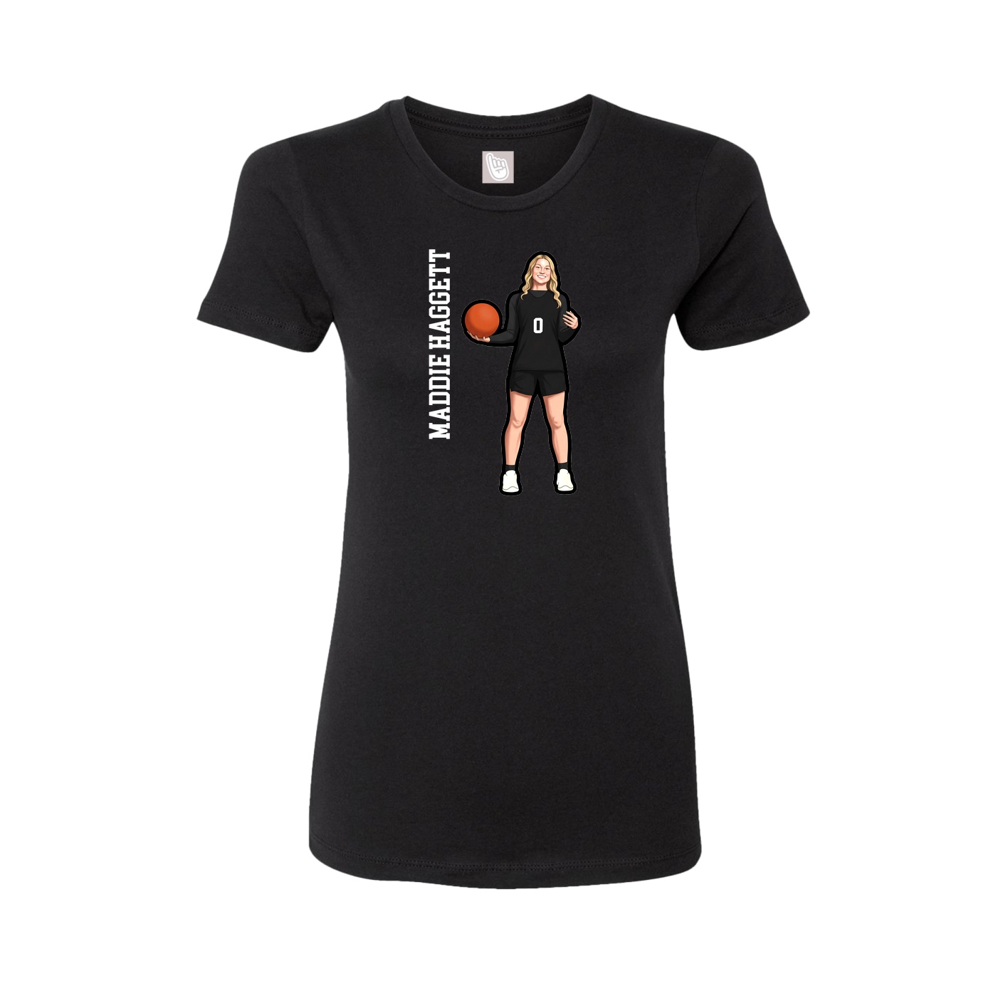 Fitted Women's Tee — Name Vertical in Black
