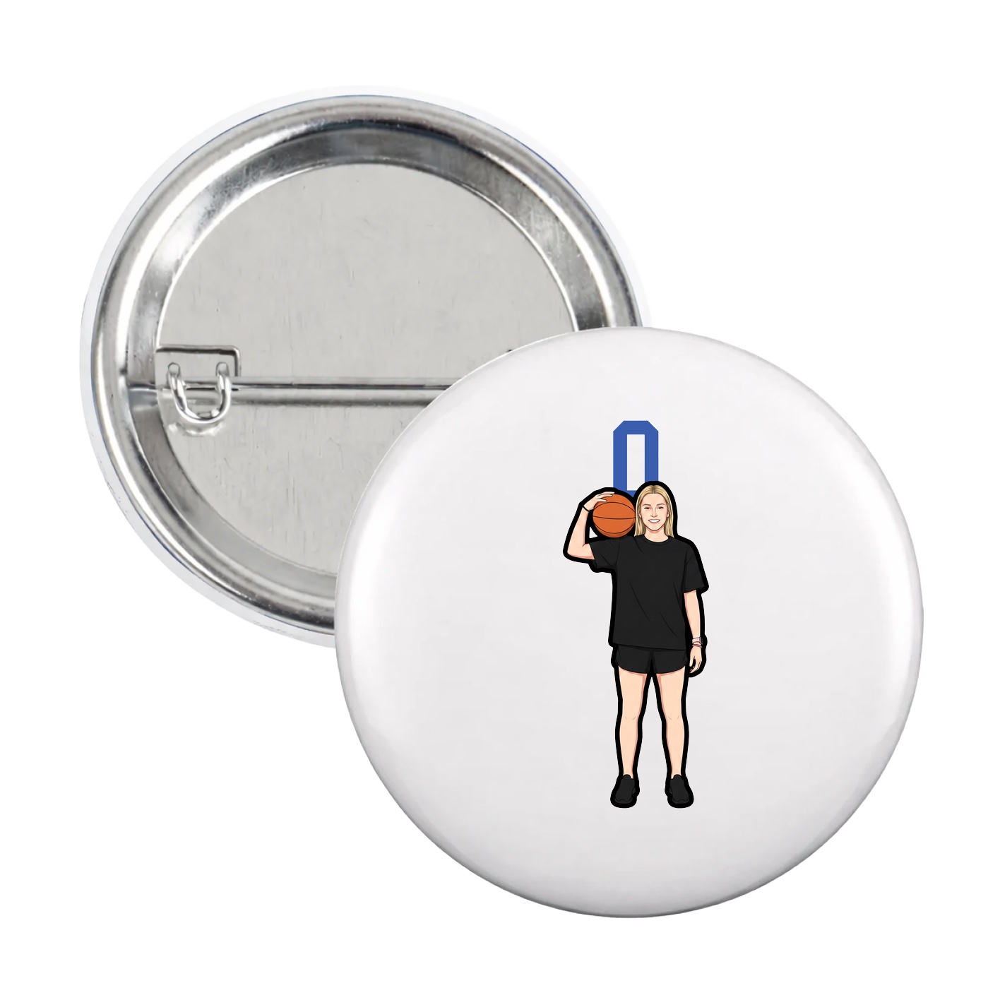 Game Day Button — Number Top in White