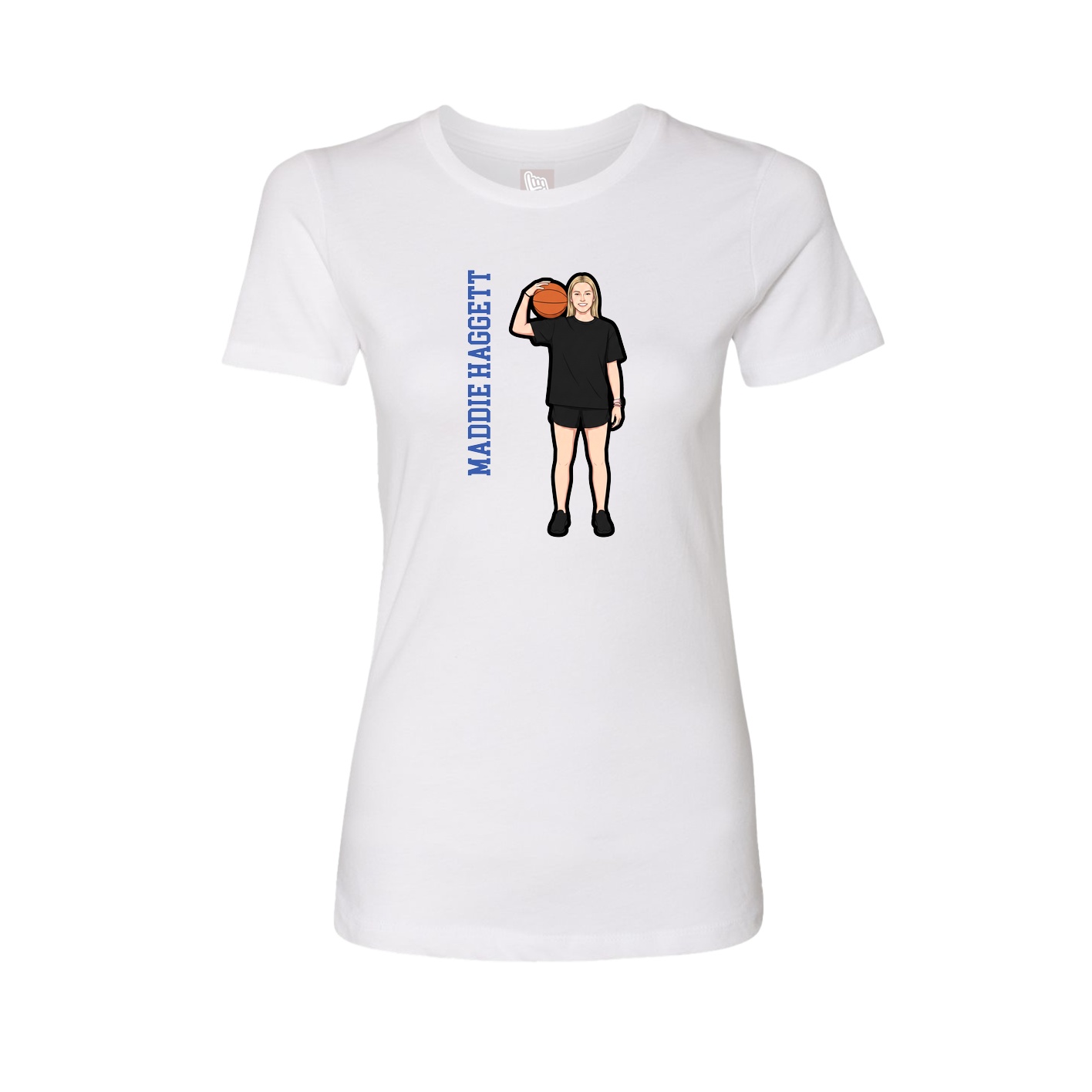 Fitted Women's Tee — Name Vertical in White