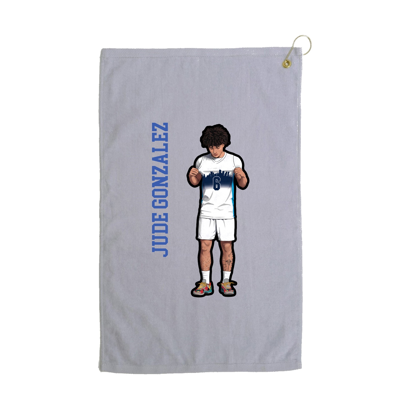 Golf Towel — Name Vertical in Grey