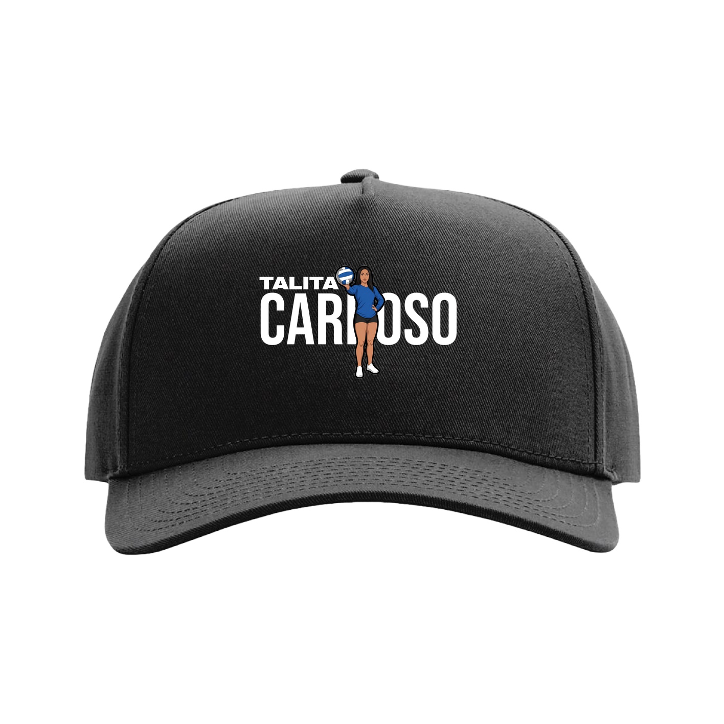 Full Fabric Five-Panel Champ Cap — Player Name in Black