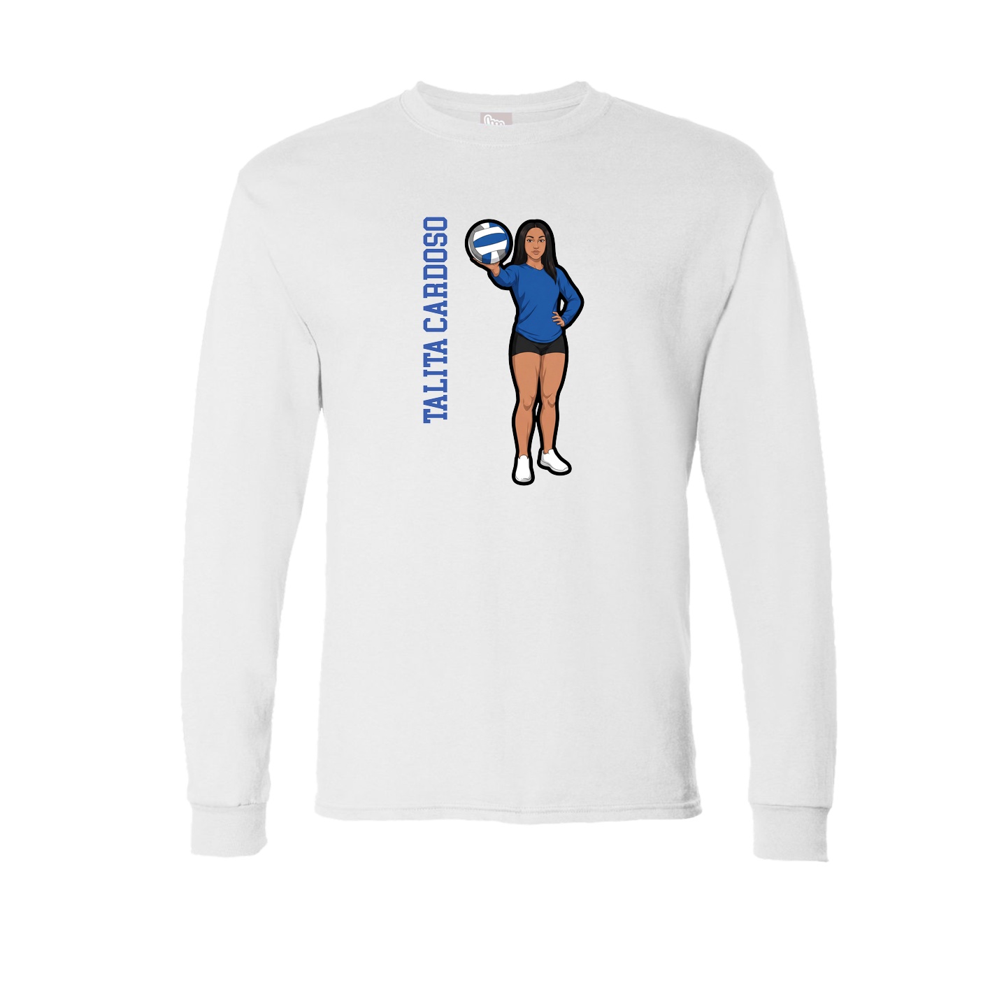 Long Sleeve Tee — Name Vertical in White