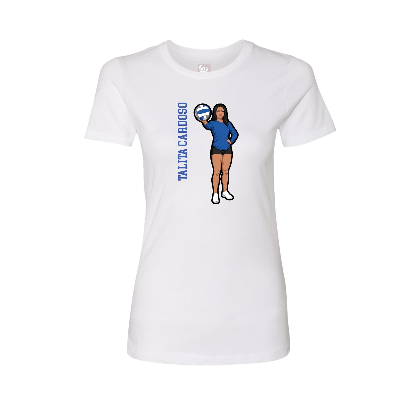 Fitted Women's Tee — Name Vertical in White