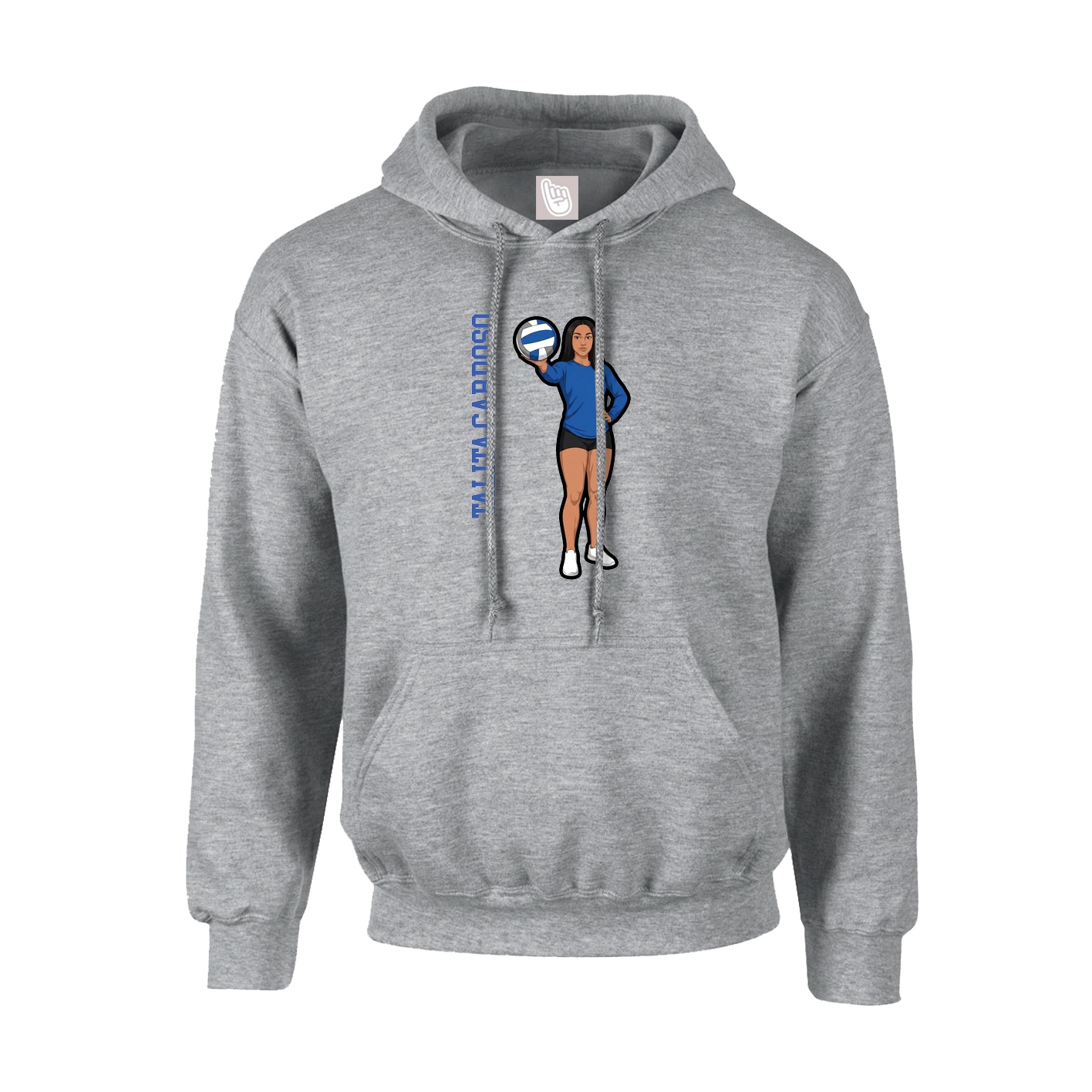 Hoodie — Name Vertical in Grey