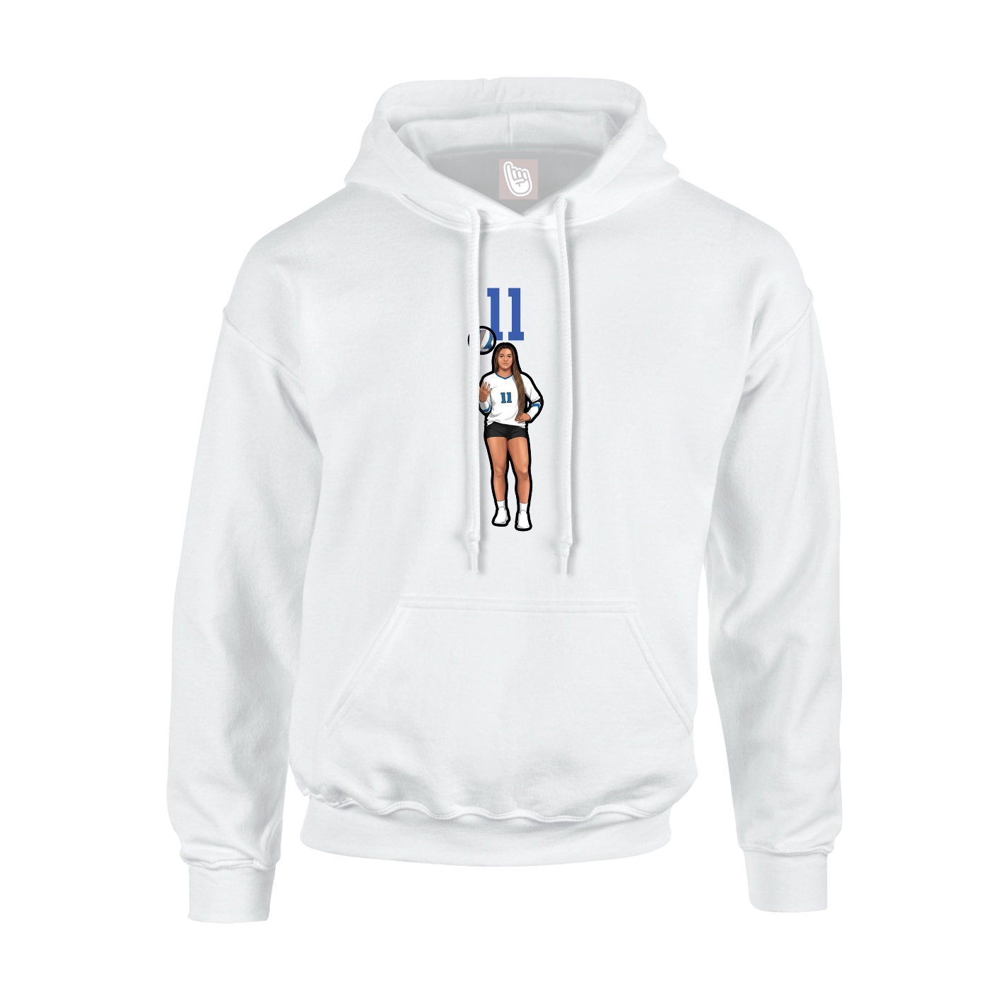 Youth Hoodie — Number Top in White