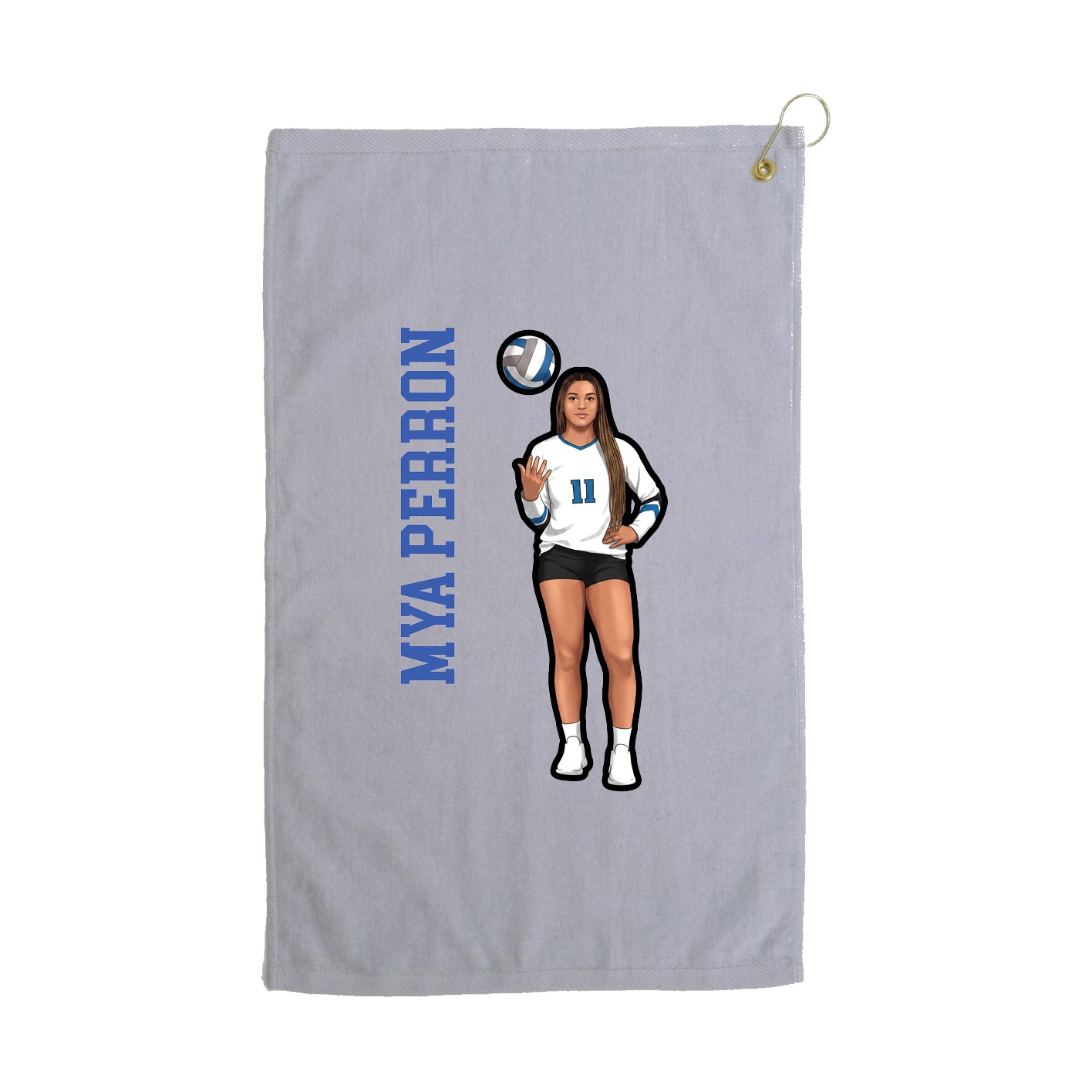 Golf Towel — Name Vertical in Grey