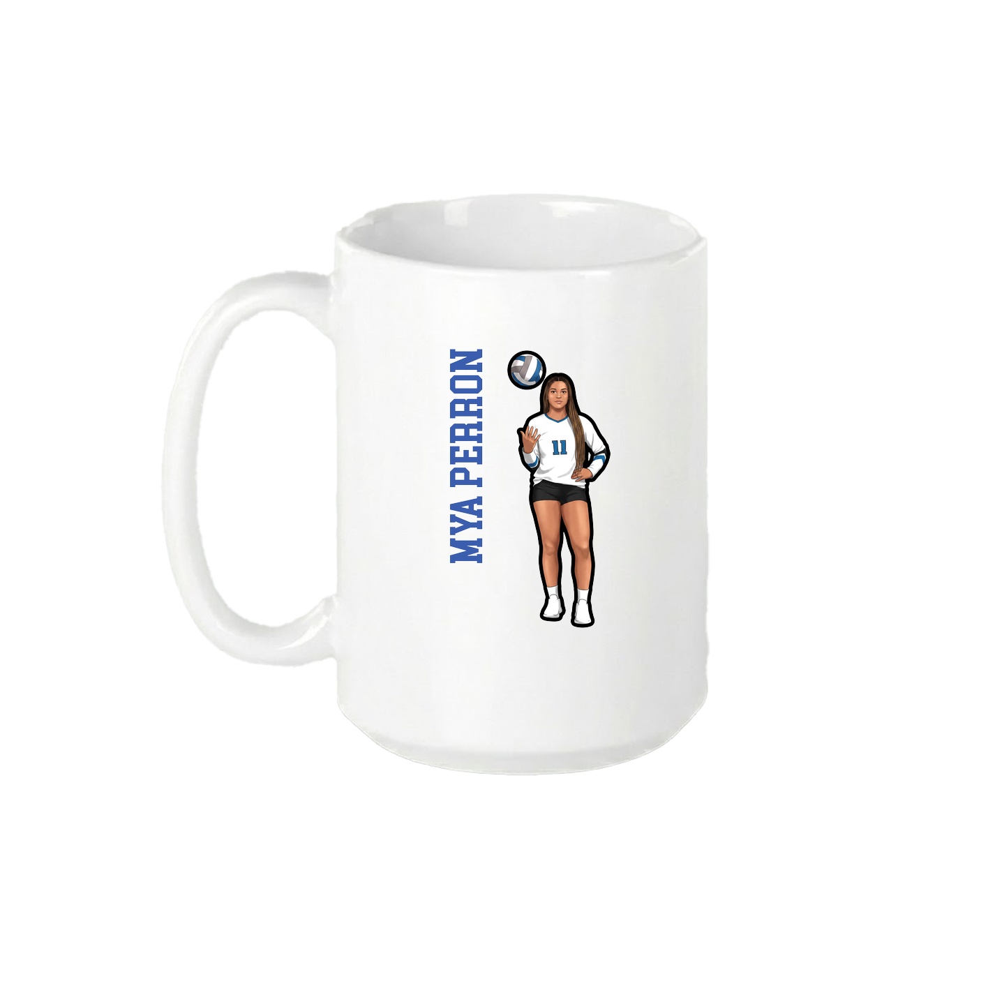 15oz Coffee Mug — Name Vertical in White